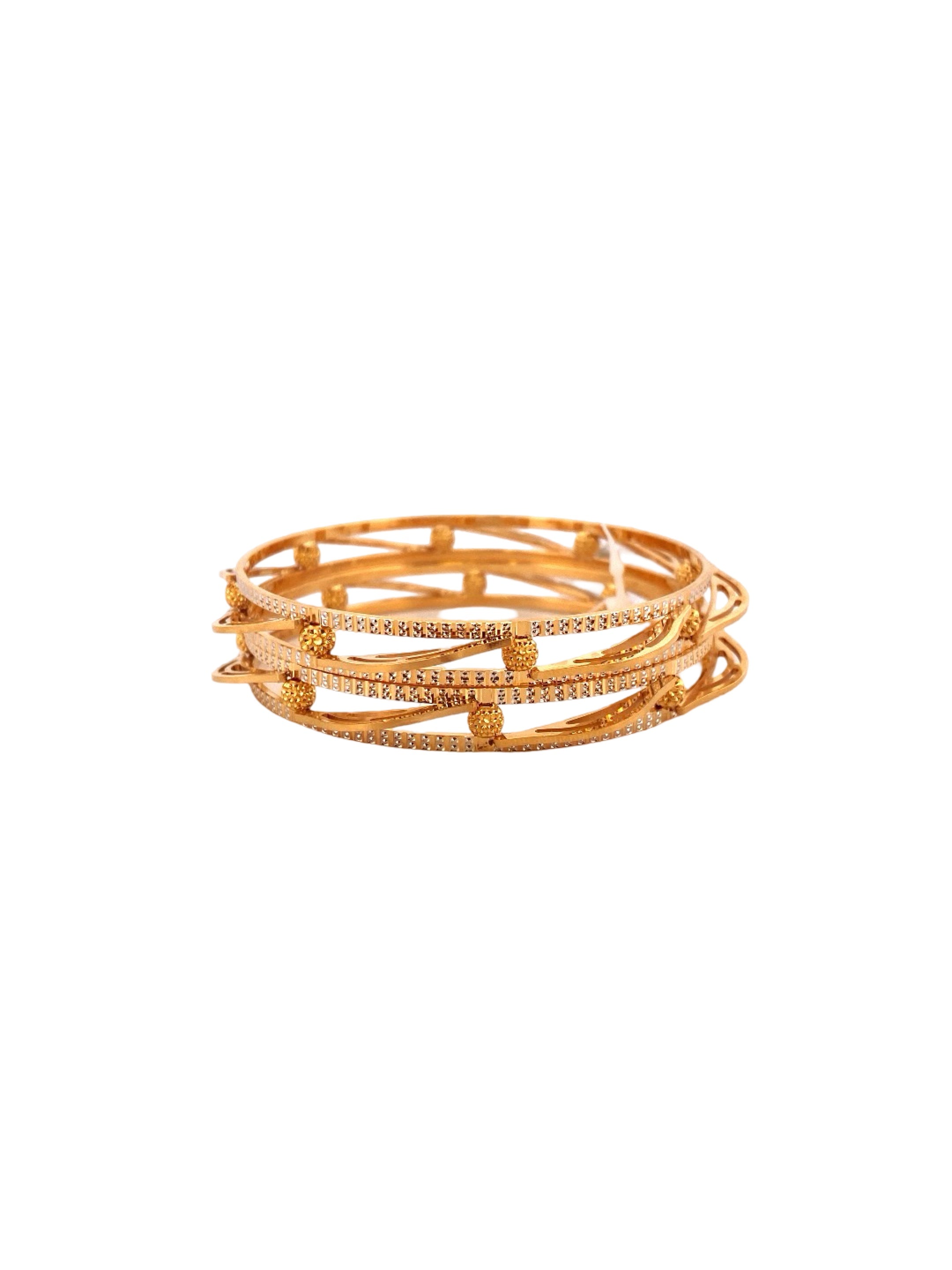 22K Gold Two-tone Designer 2 Pieces Set Of Bangles