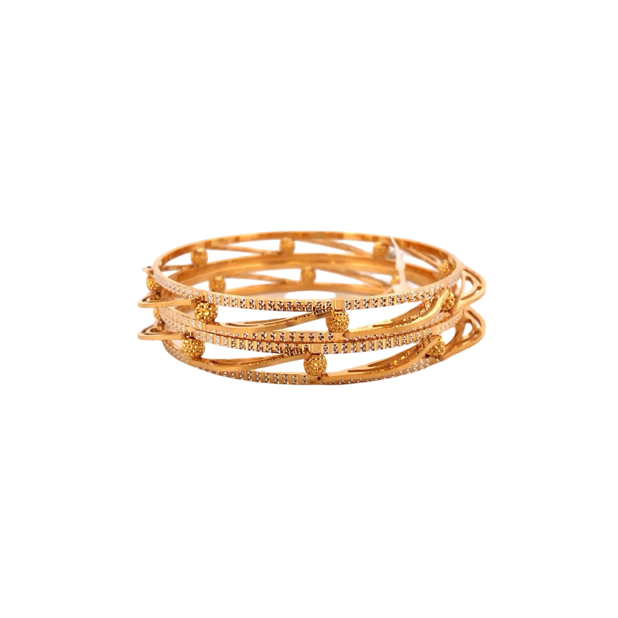 22K Gold Two-tone Designer 2 Pieces Set Of Bangles