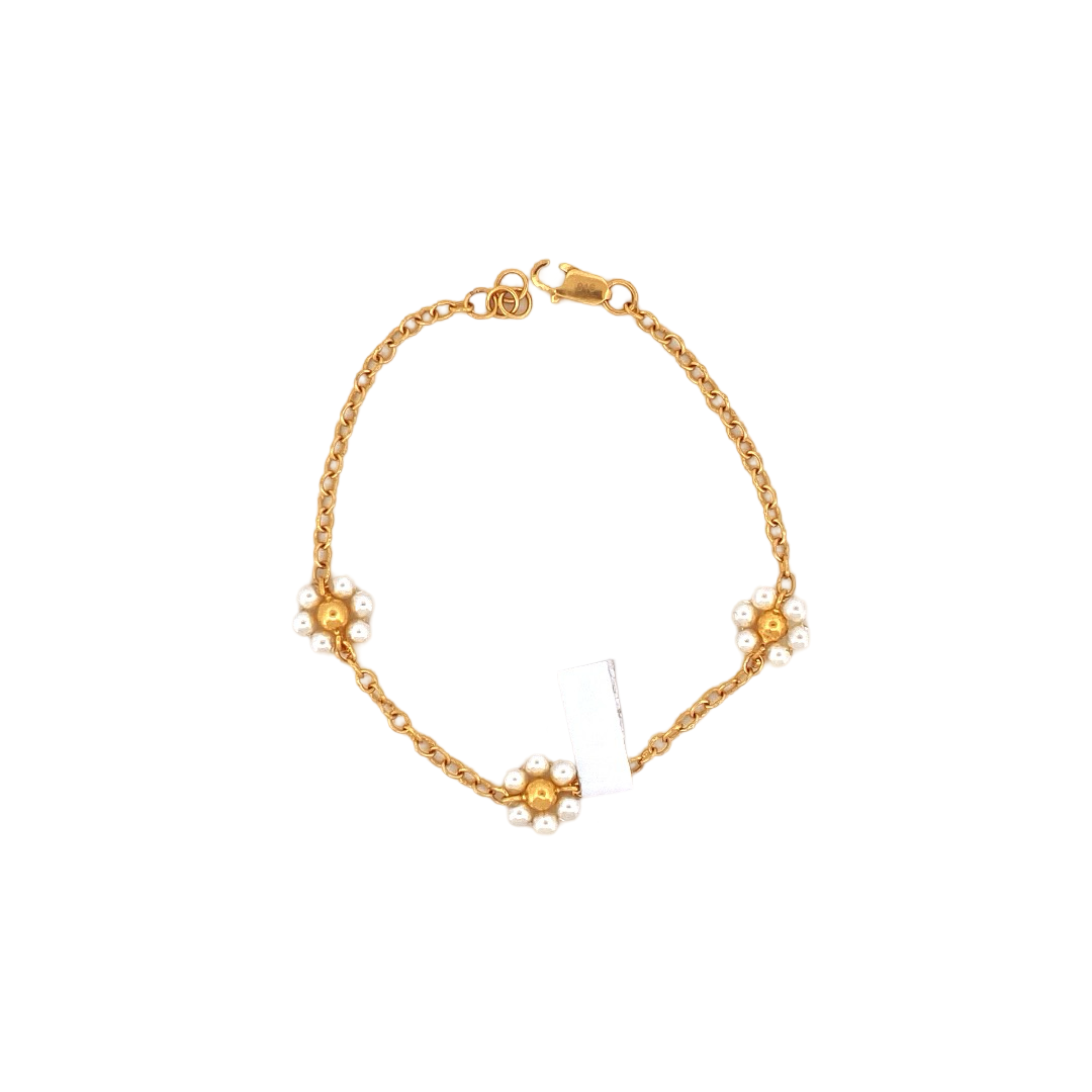 22K Gold Flower Designer Ladies Bracelet