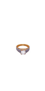 22K Gold CZ Solitaire Designer Ladies Ring