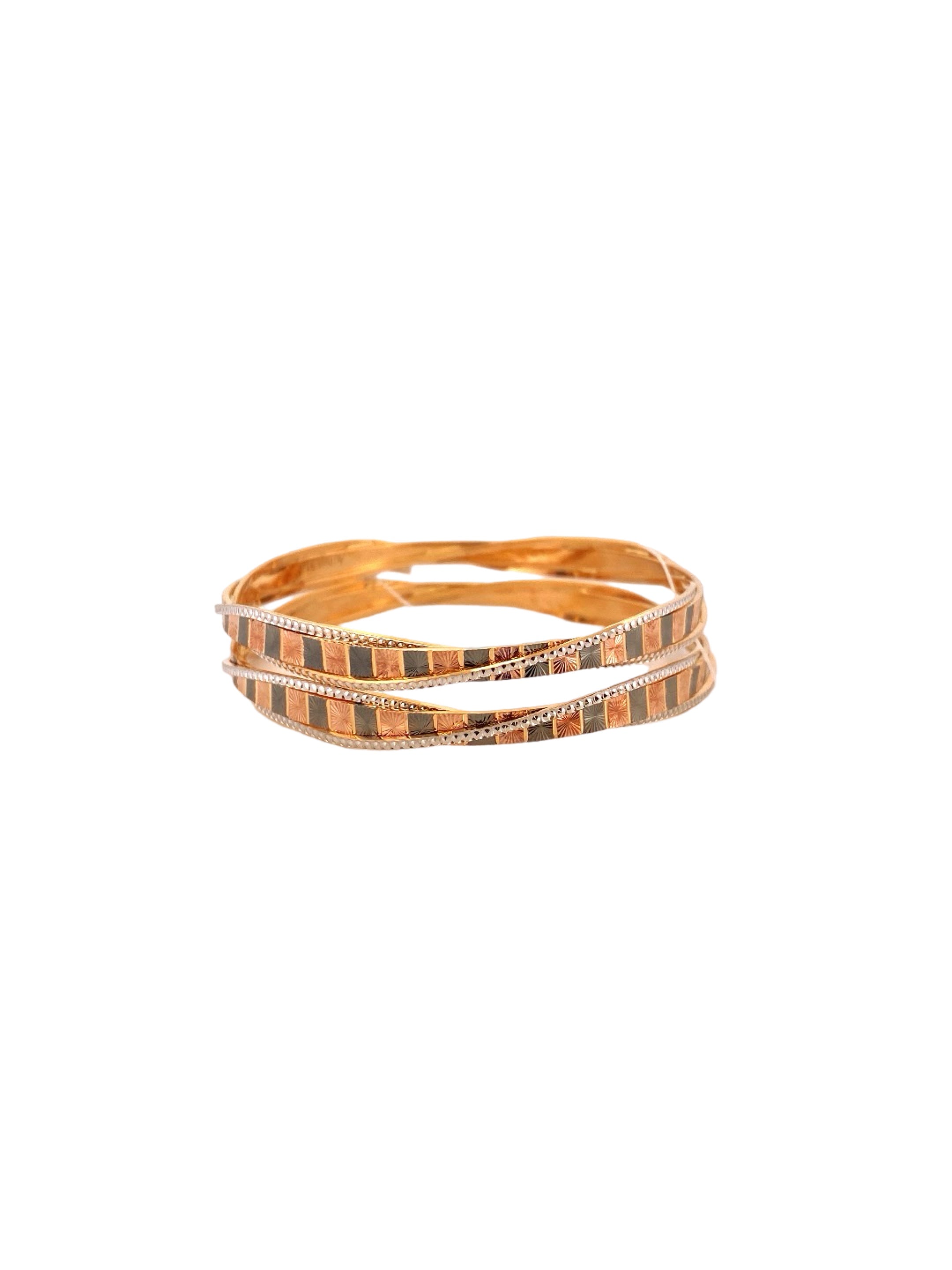 22K Gold Tri-tone Designer 2 Pieces Set Of Bangles