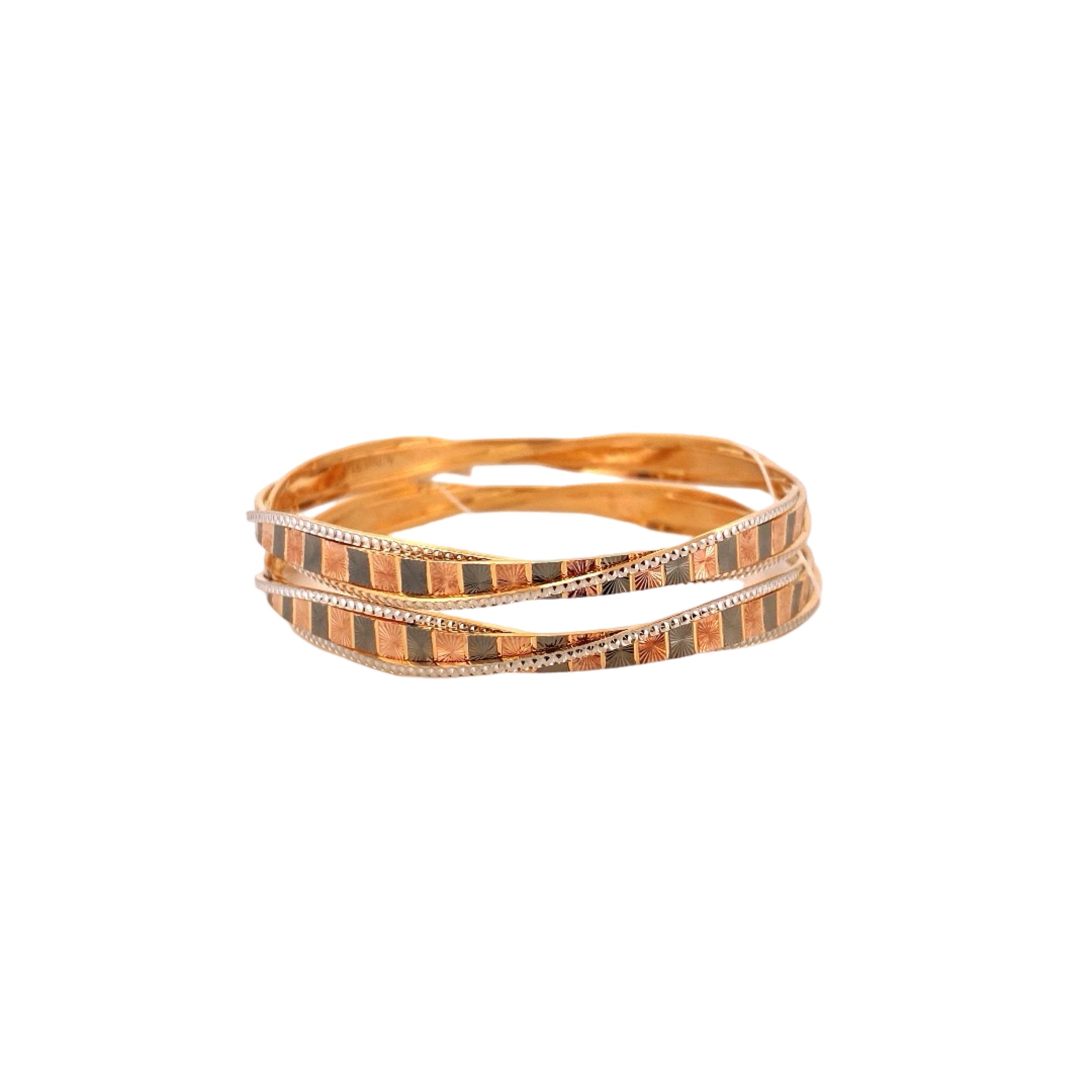 22K Gold Tri-tone Designer 2 Pieces Set Of Bangles