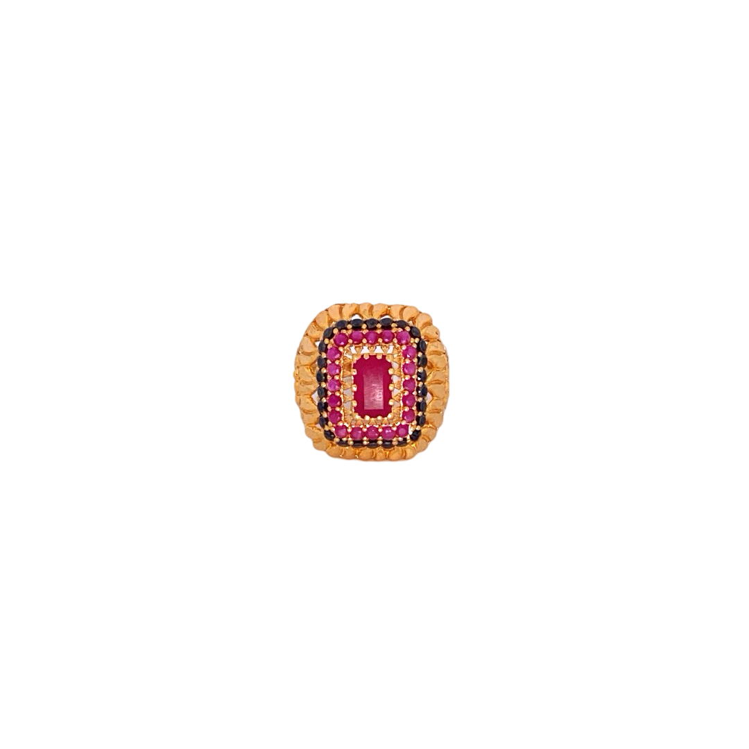 22K Gold Multi-colour CZ Designer Ladies Ring