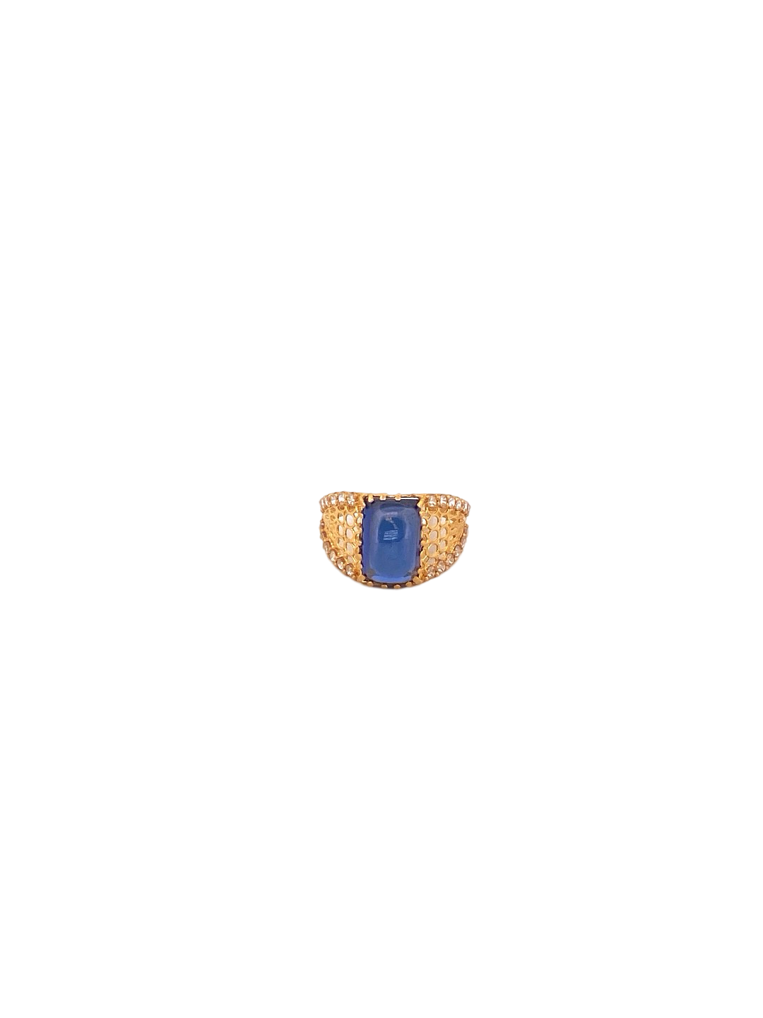 22K Gold Blue CZ Designer Ladies Ring