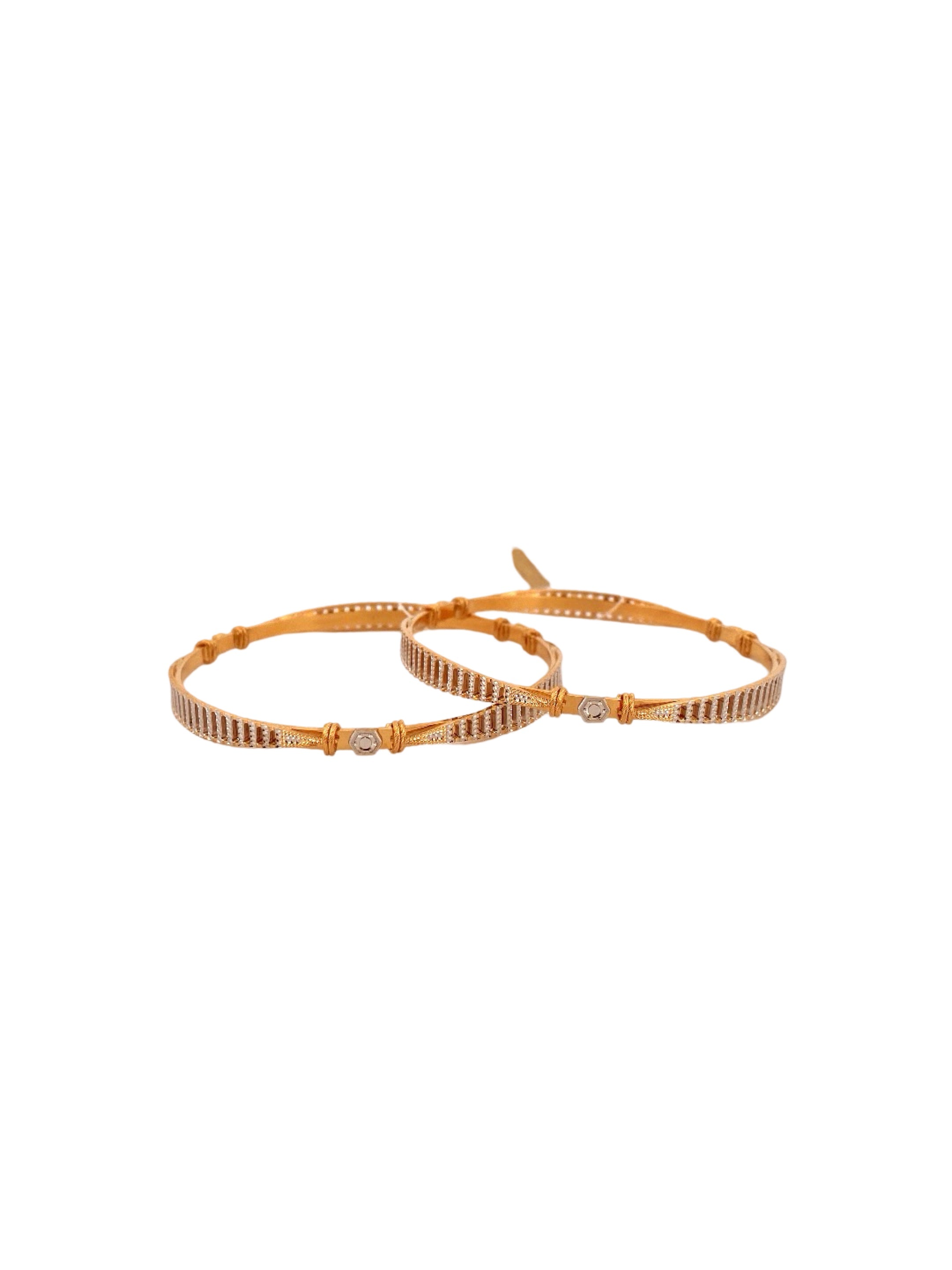 22K Gold Two-tone Designer 2 Pieces Set Of Bangles