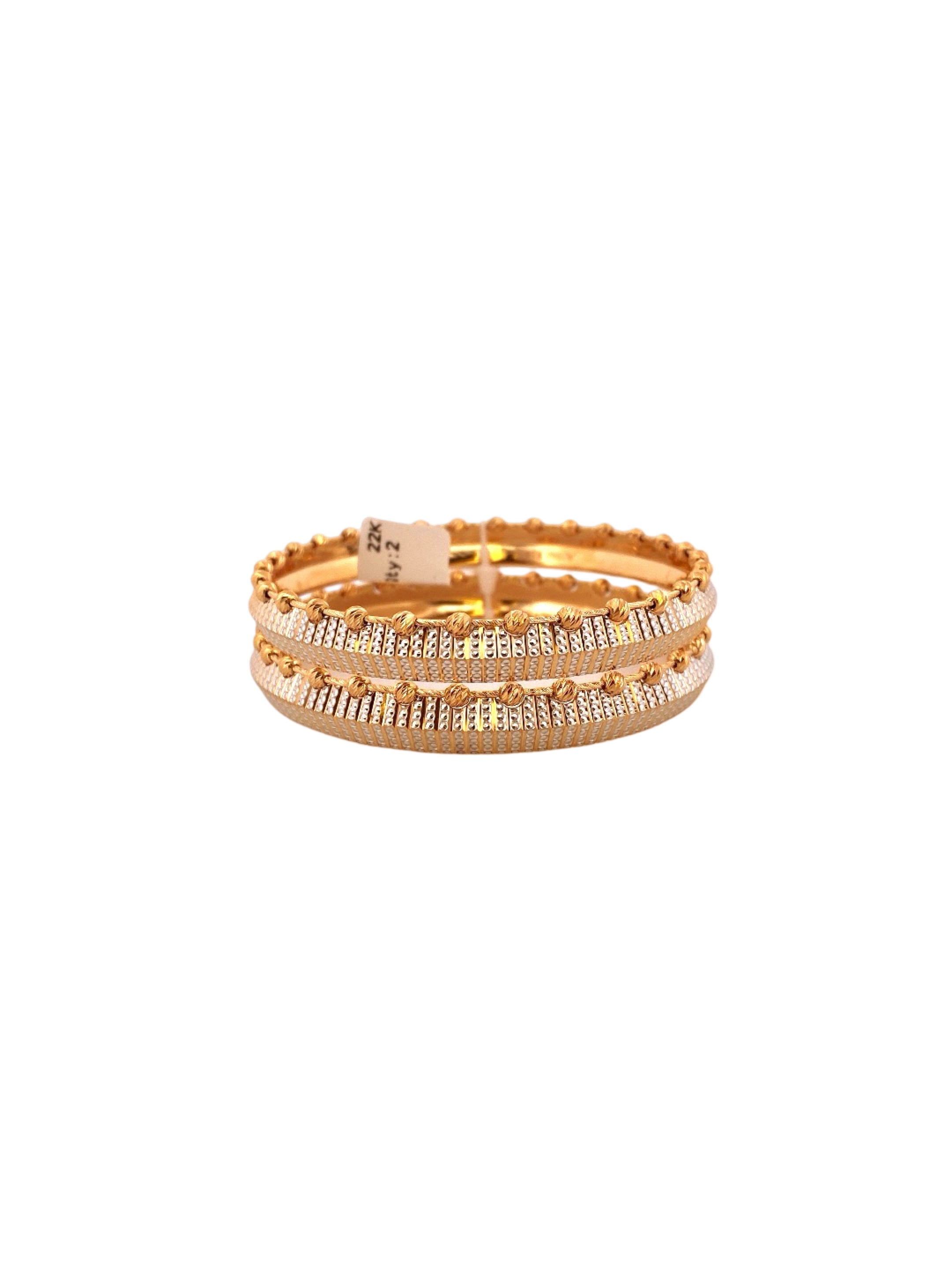 22K Gold Two-tone Designer 2 Pieces Set Of Bangles