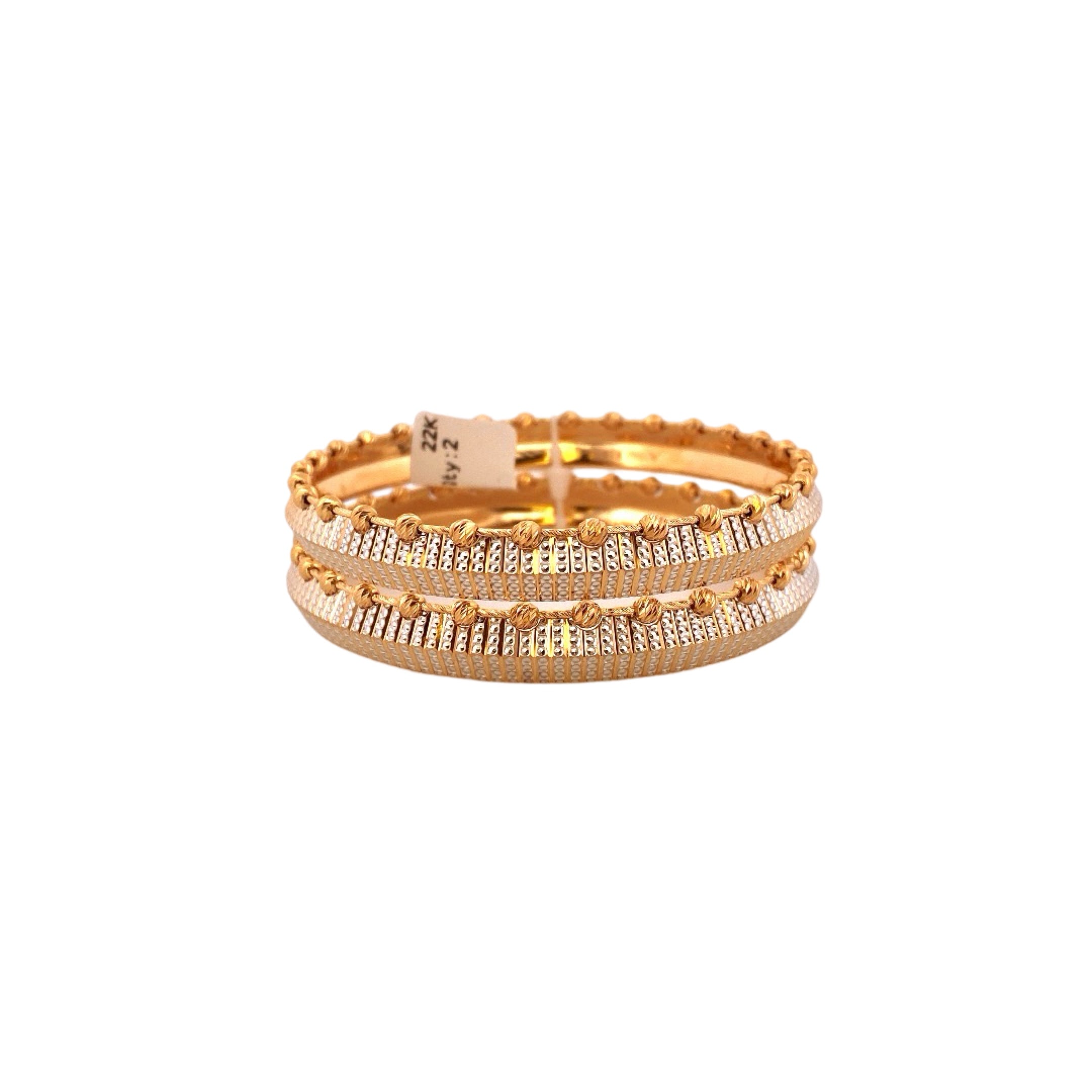 22K Gold Two-tone Designer 2 Pieces Set Of Bangles