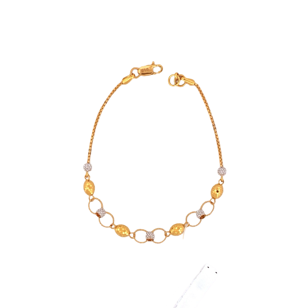 22K Gold Two-tone Beads Designer Ladies Bracelet