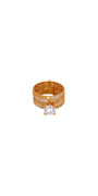 22K Gold CZ Solitaire Designer Ladies Ring