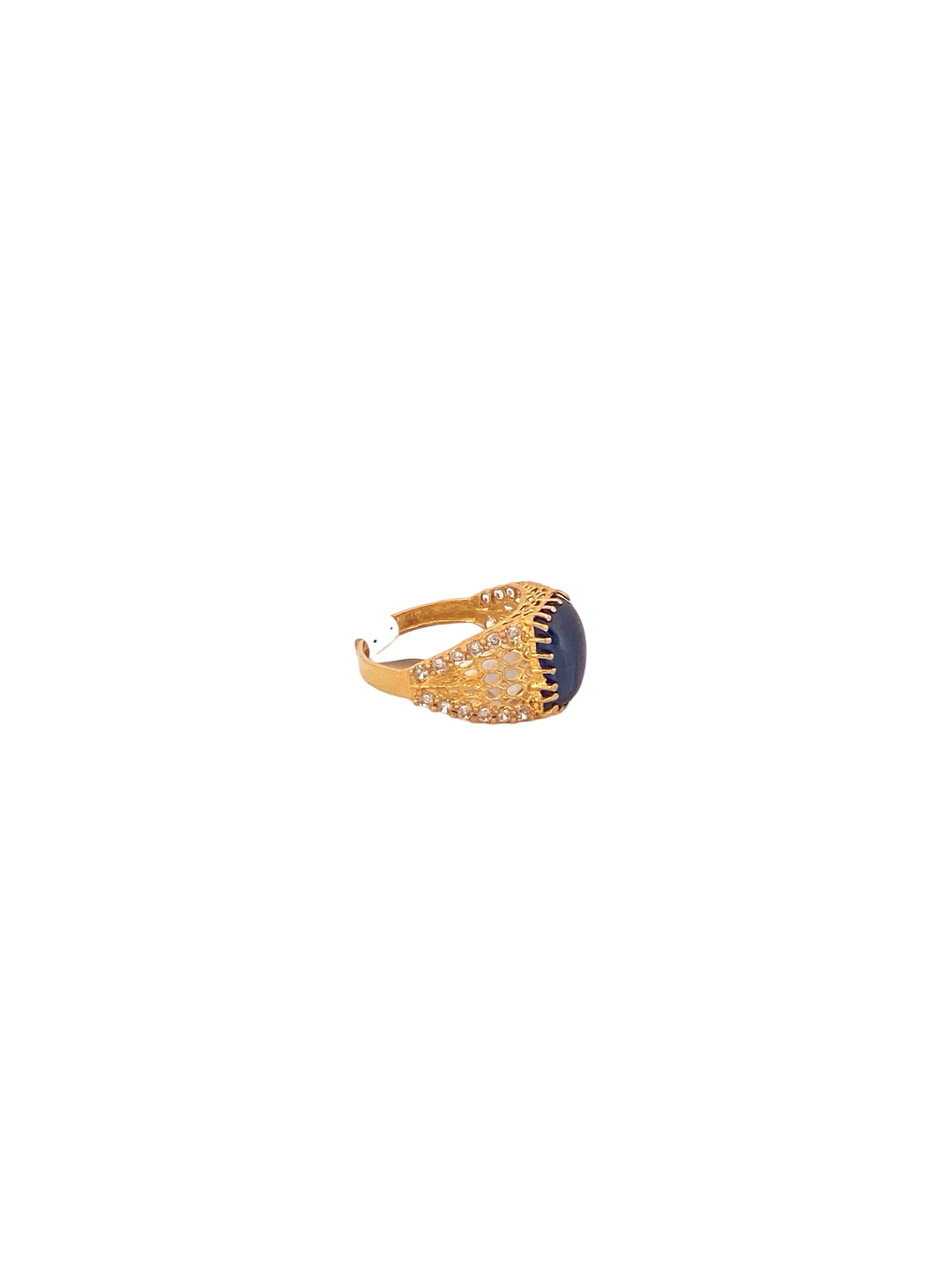22K Gold Blue CZ Designer Ladies Ring