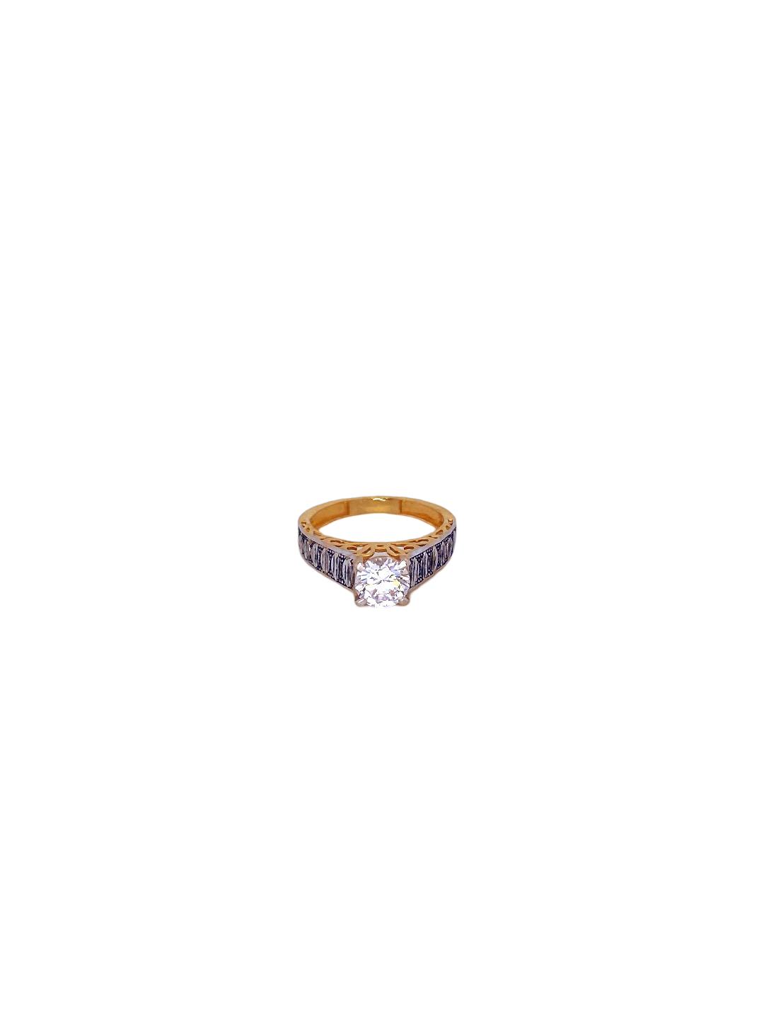 22K Gold CZ Solitaire Designer Ladies Ring