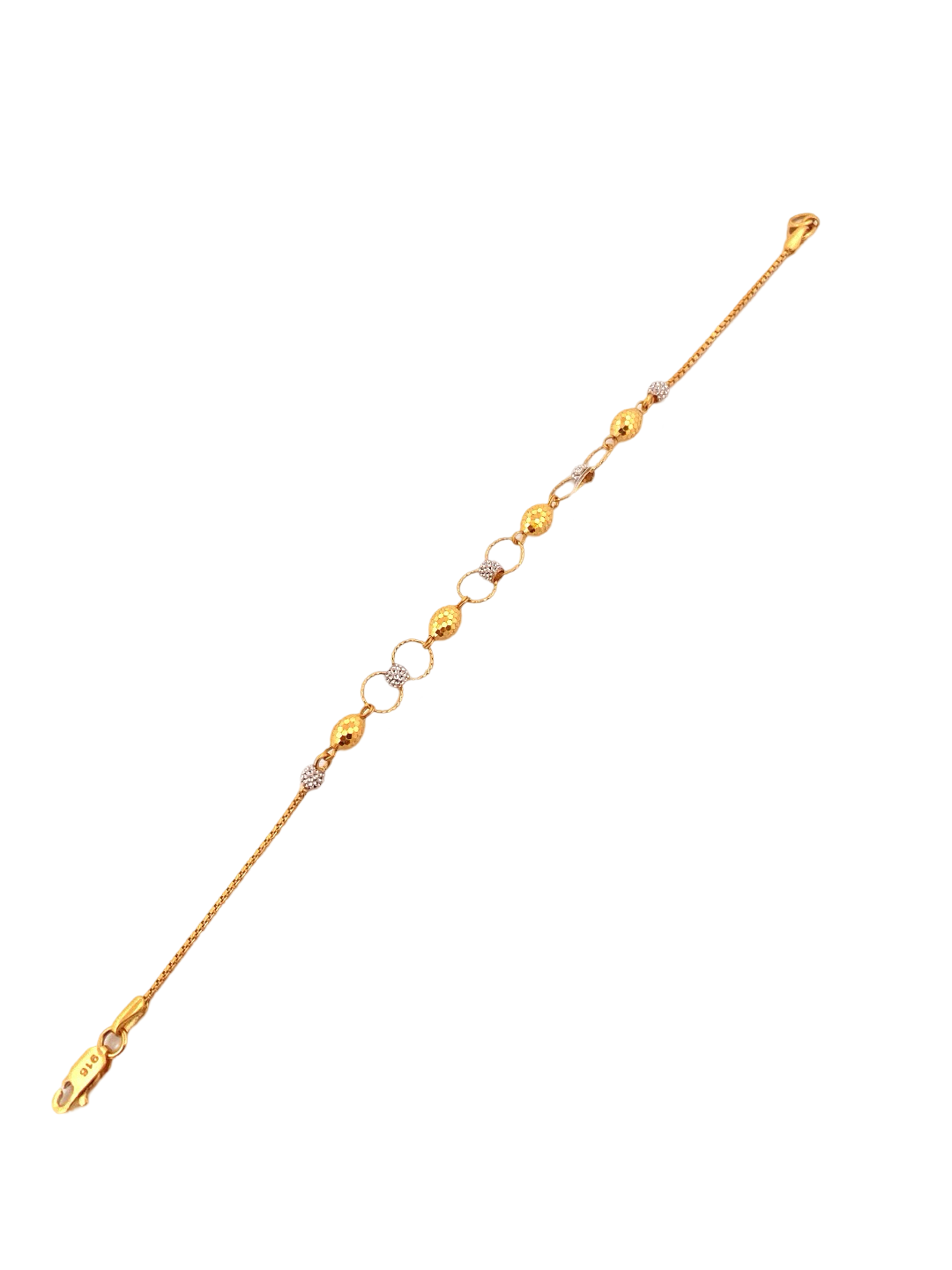 22K Gold Two-tone Beads Designer Ladies Bracelet