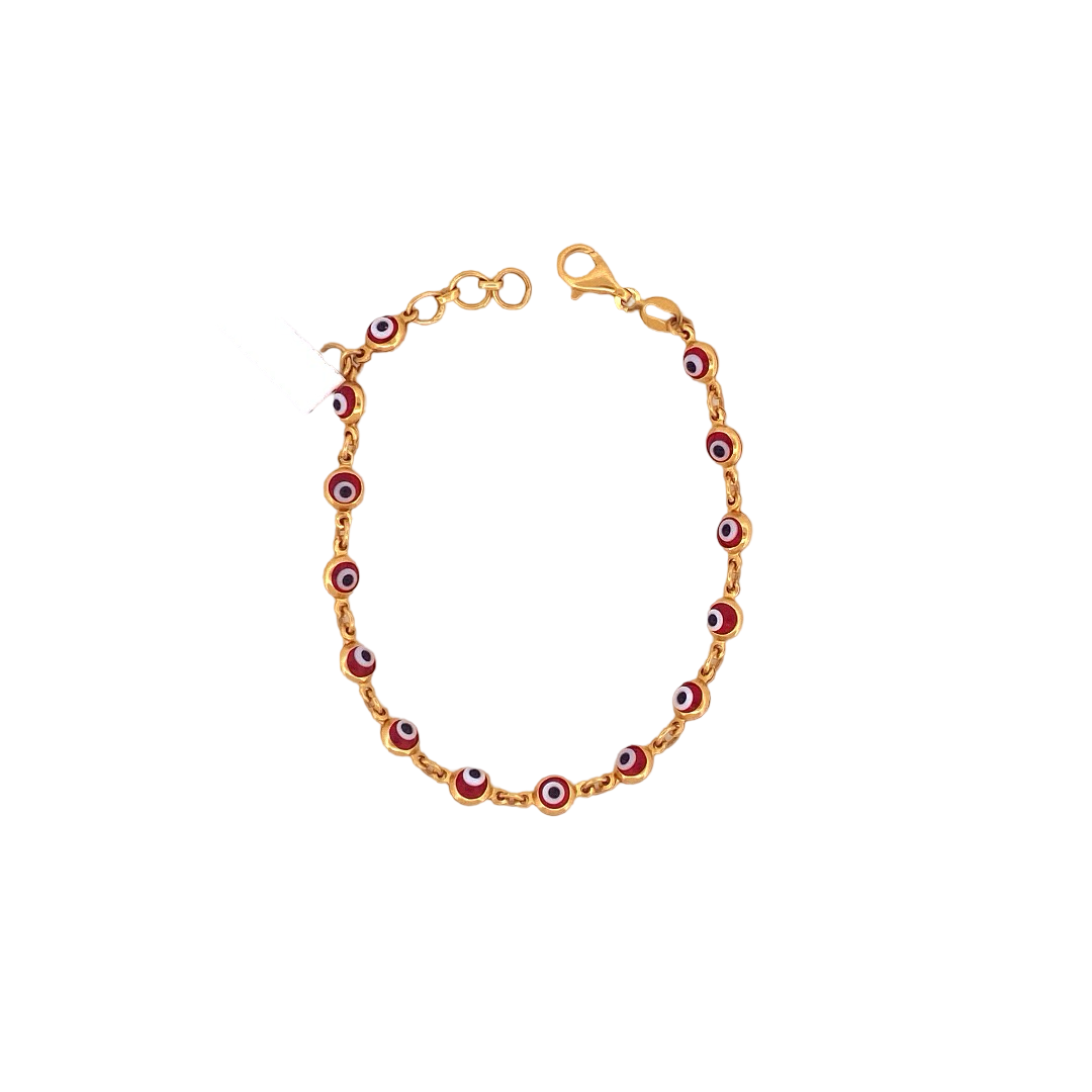 22K Gold Evil Eye Designer Ladies Bracelet