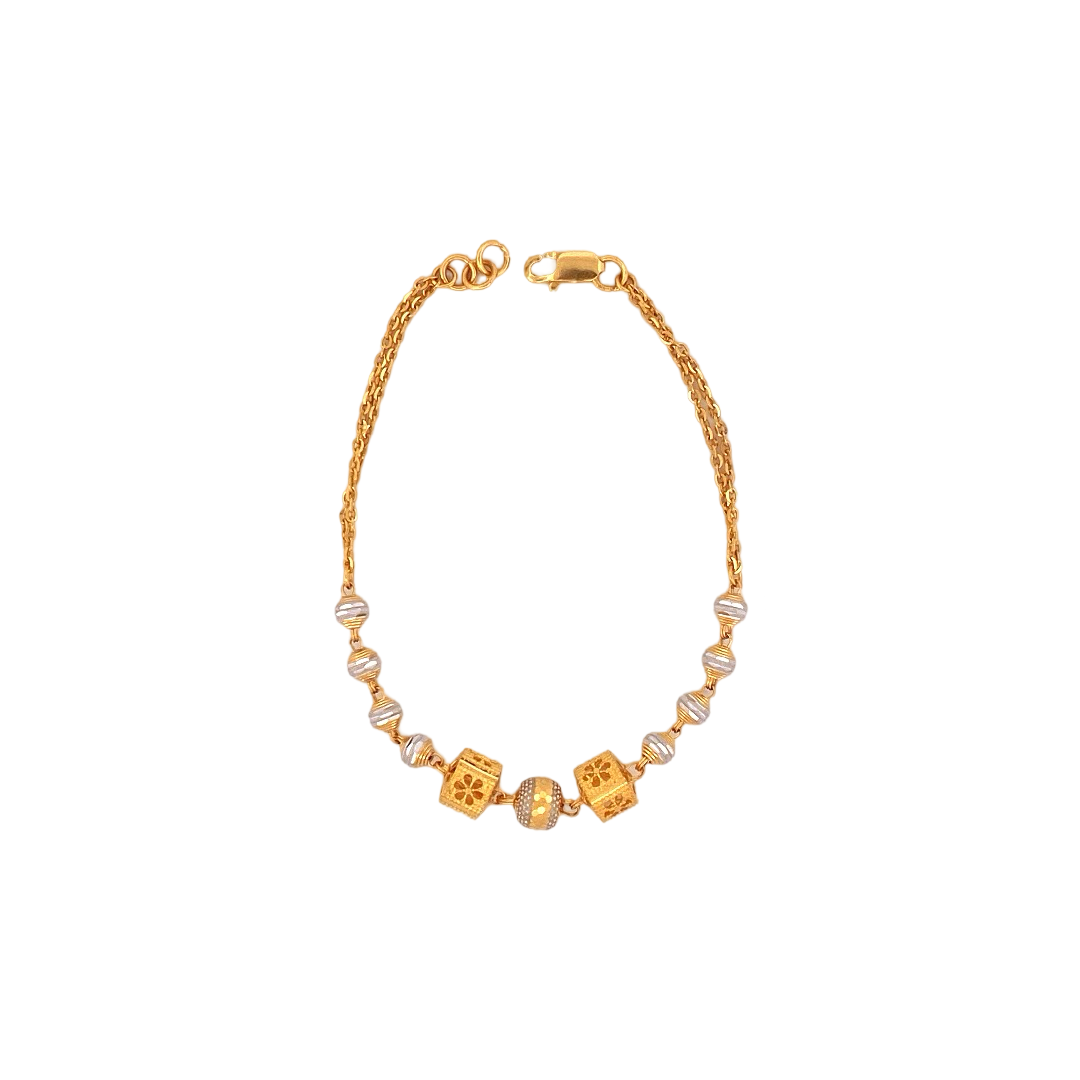 22K Gold Two-tone Designer Ladies Bracelet