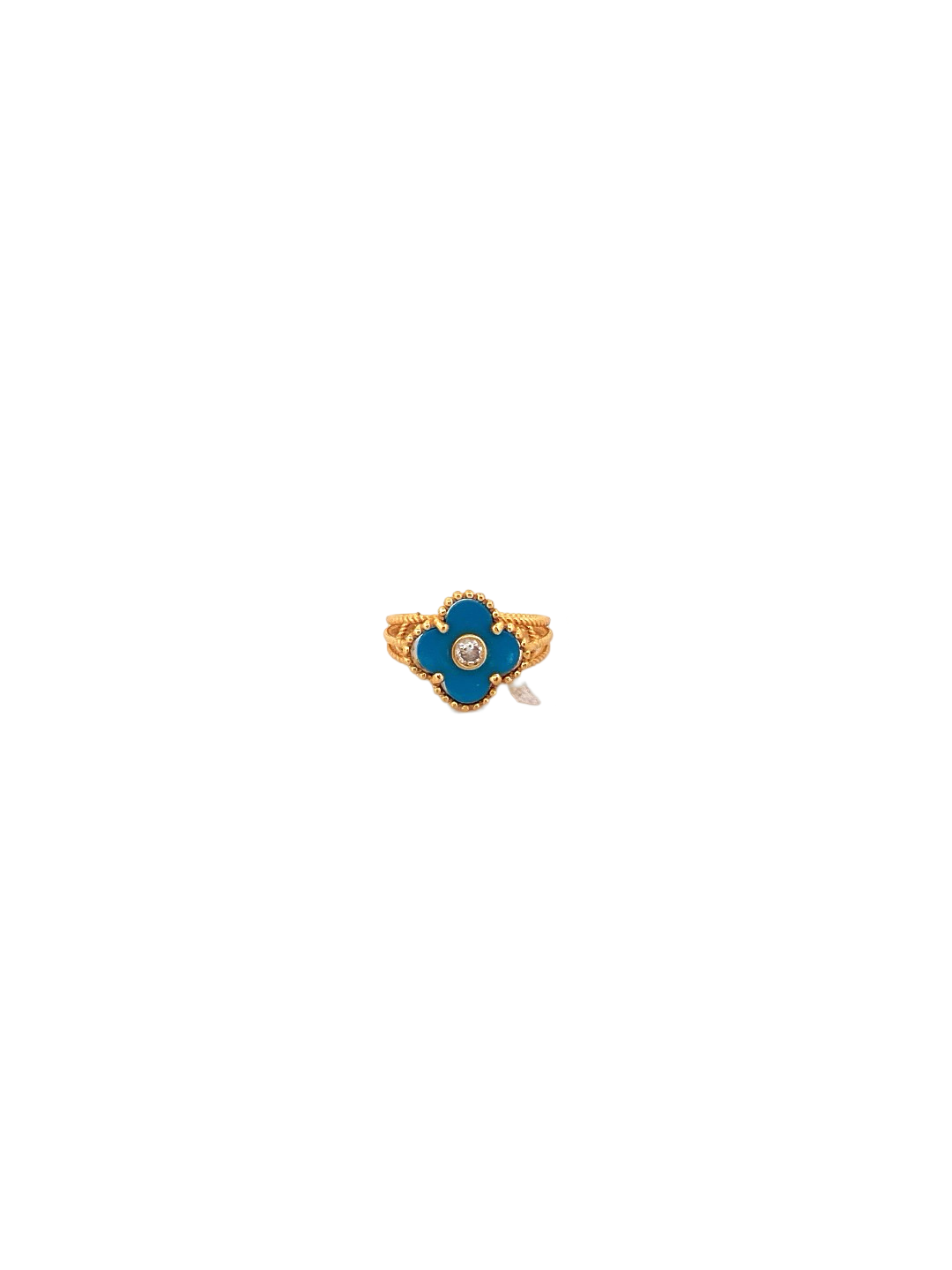 22K Gold Blue Flower Designer Ladies Ring
