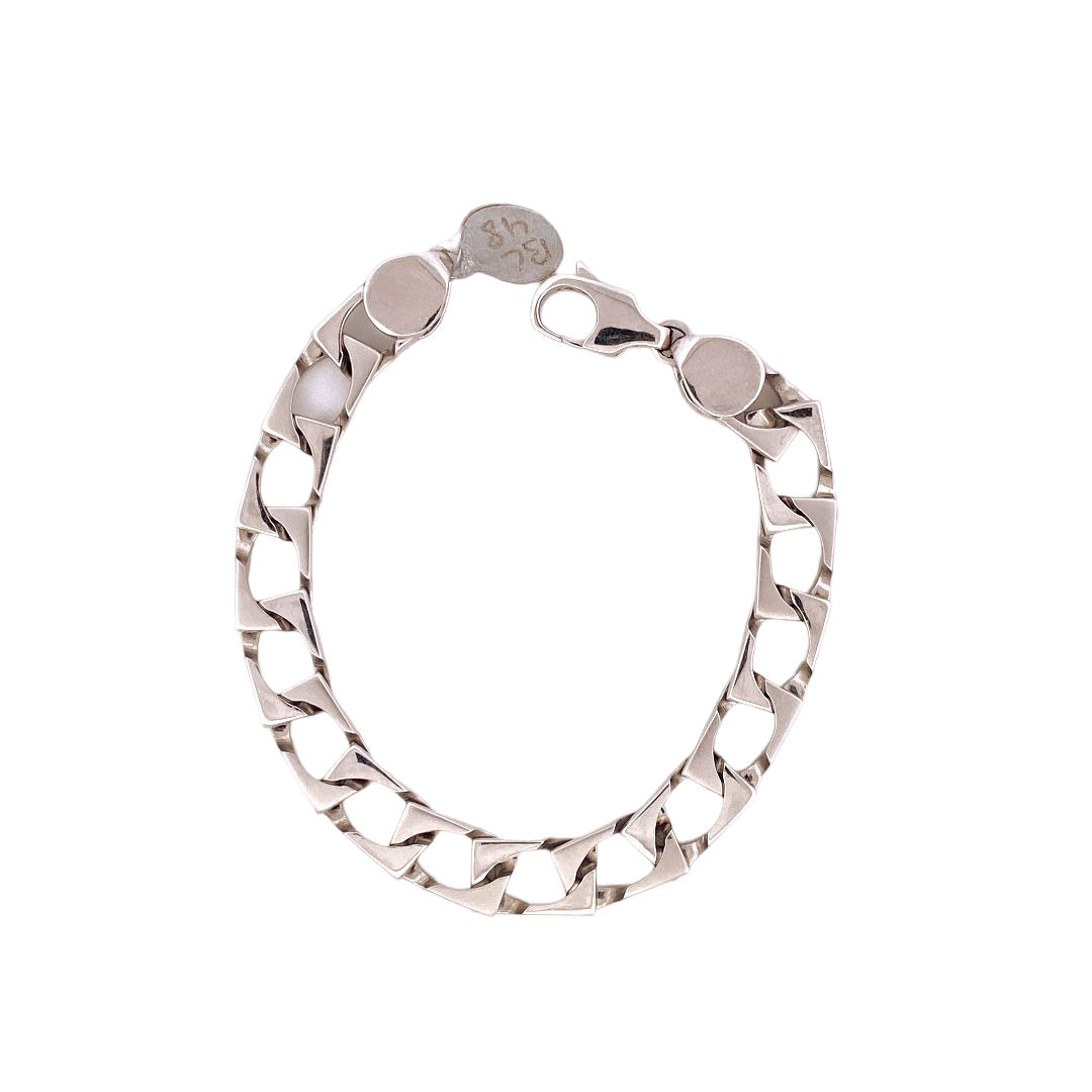 18K White Gold Cuban Link Designer Men's Bracelet