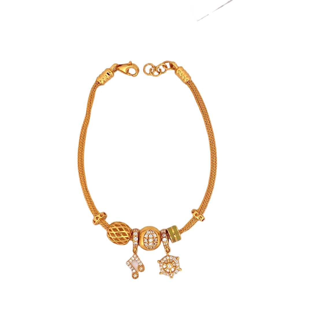 22K Gold CZ Designer Ladies Bracelet