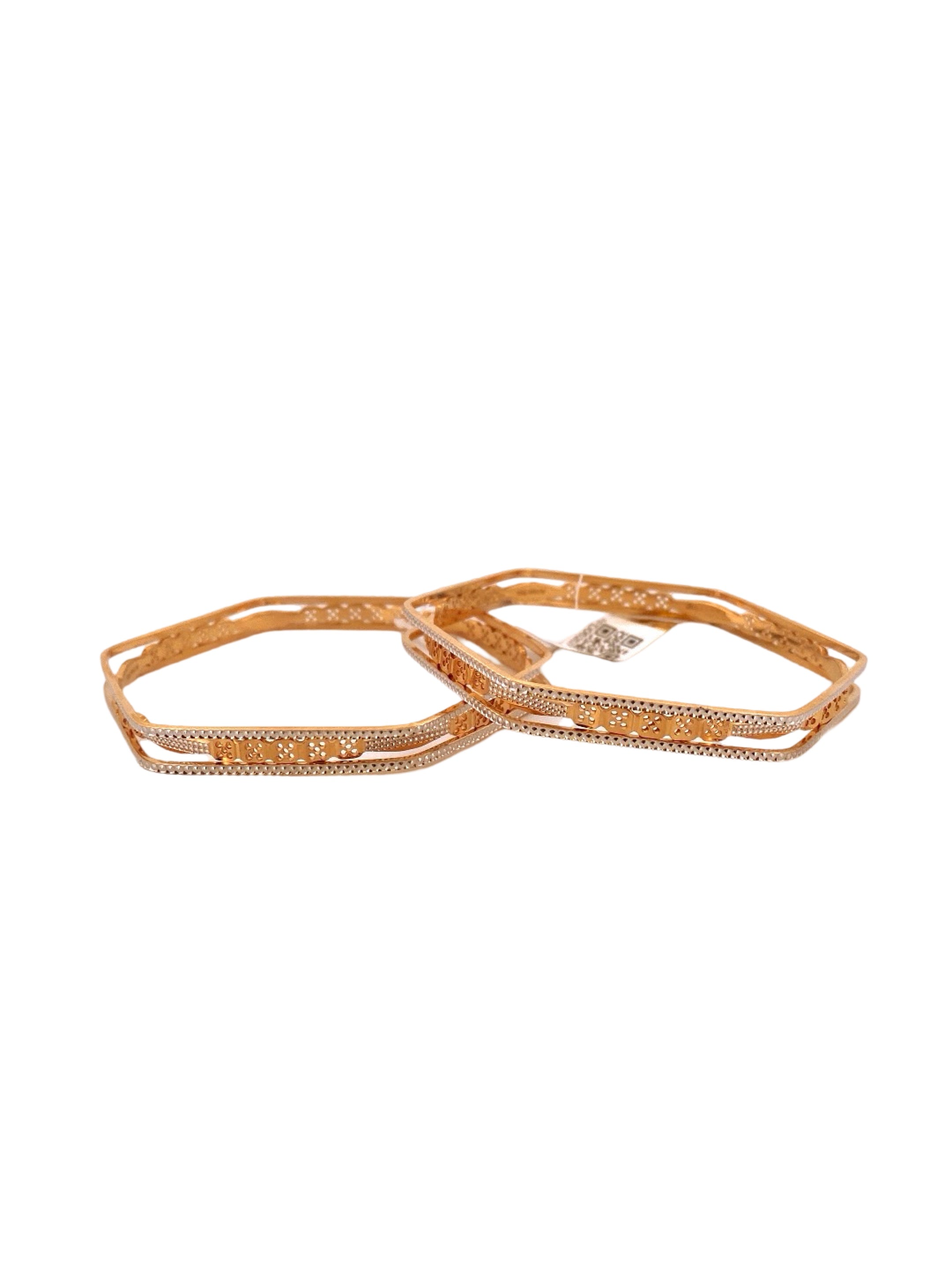 22K Gold Two-tone Designer 2 Pieces Set Of Bangles