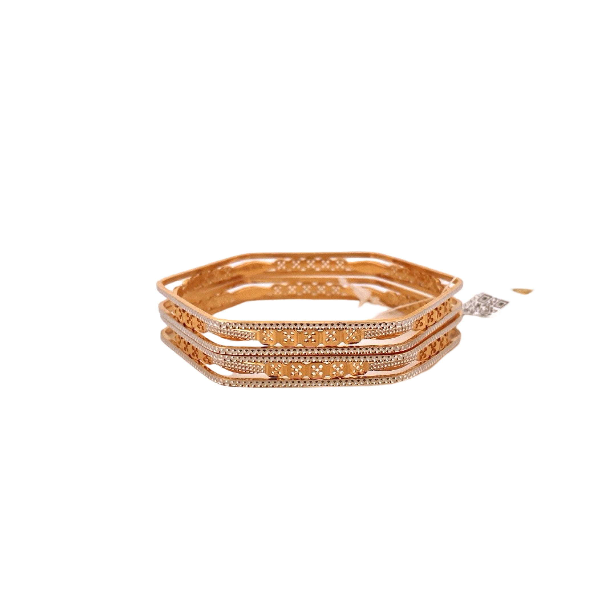 22K Gold Two-tone Designer 2 Pieces Set Of Bangles
