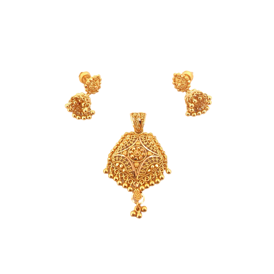 22K Gold Designer Pendant Set