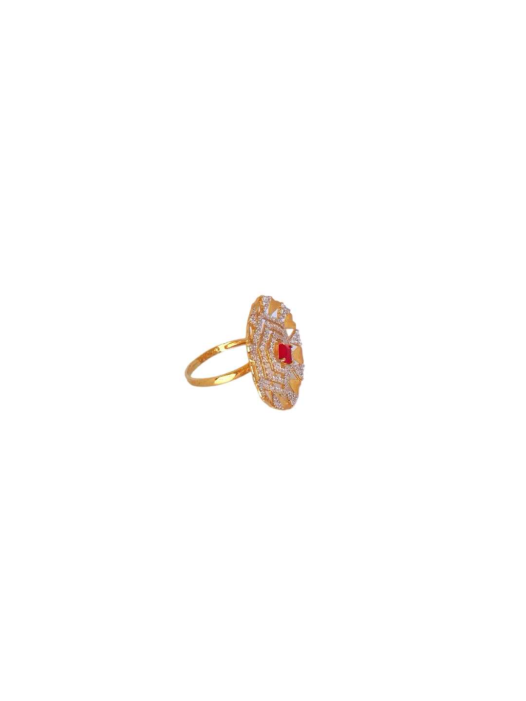 22K Gold CZ Designer Ladies Ring