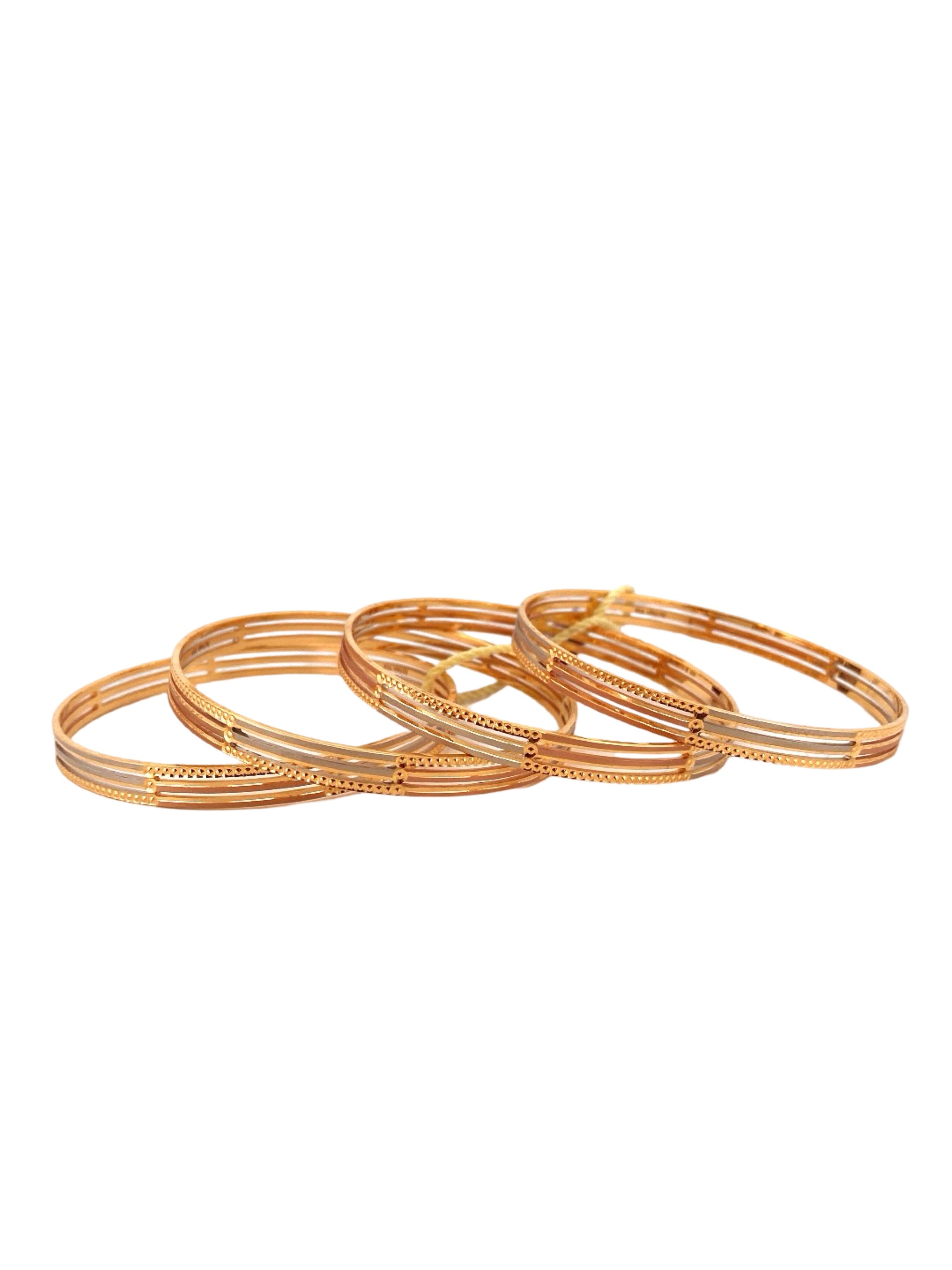 22K Gold Tri-tone Designer 4 Pieces Set Of Bangles