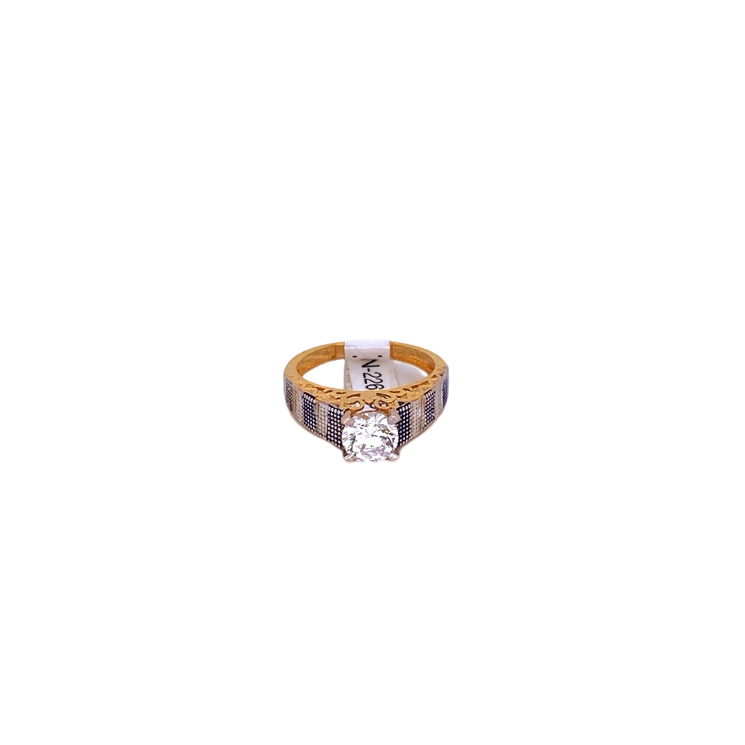 22K Gold CZ Solitaire Designer Ladies Ring