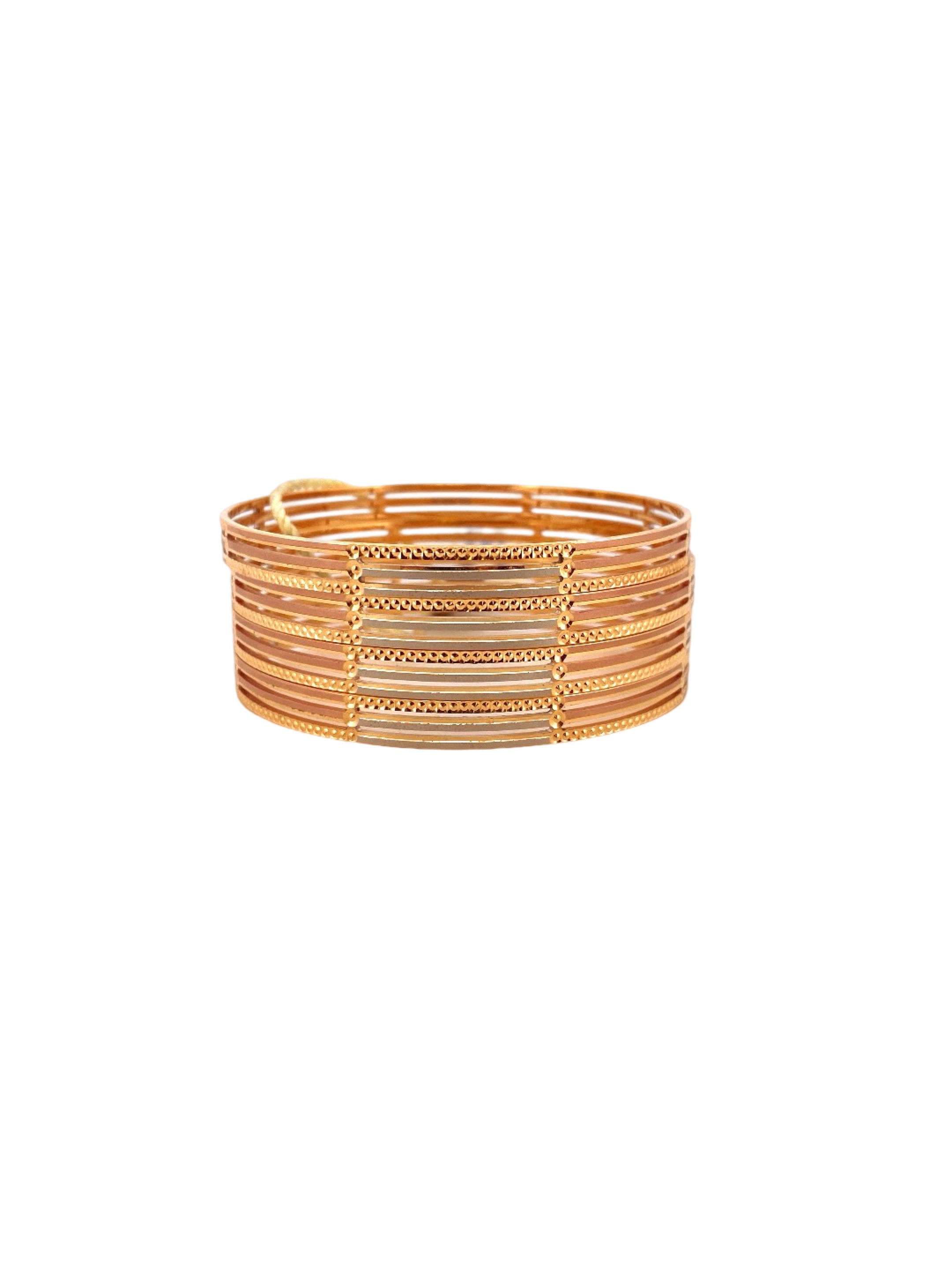 22K Gold Tri-tone Designer 4 Pieces Set Of Bangles