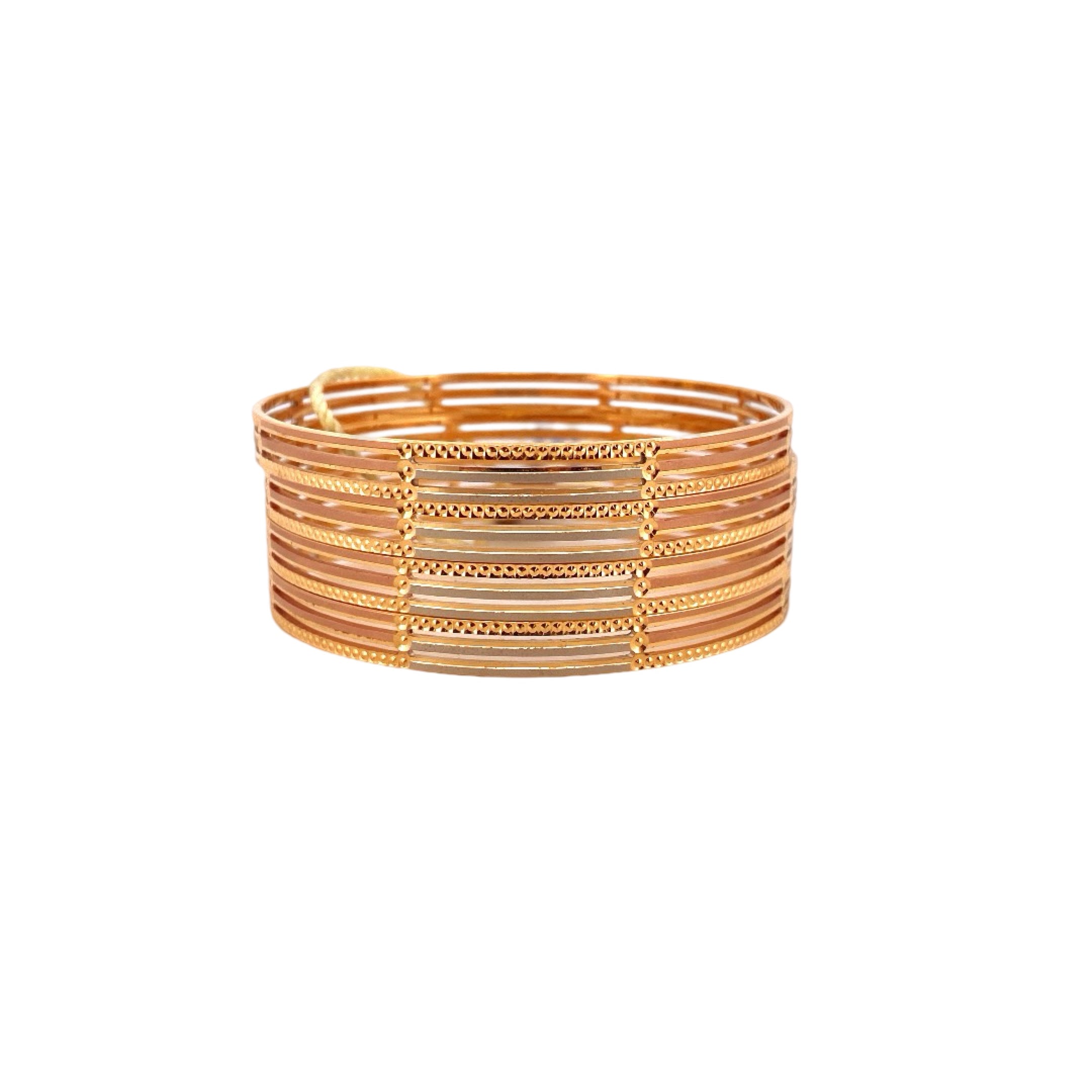 22K Gold Tri-tone Designer 4 Pieces Set Of Bangles