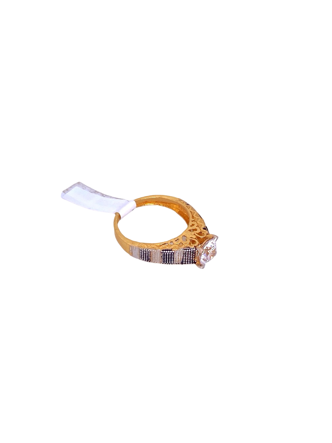 22K Gold CZ Solitaire Designer Ladies Ring