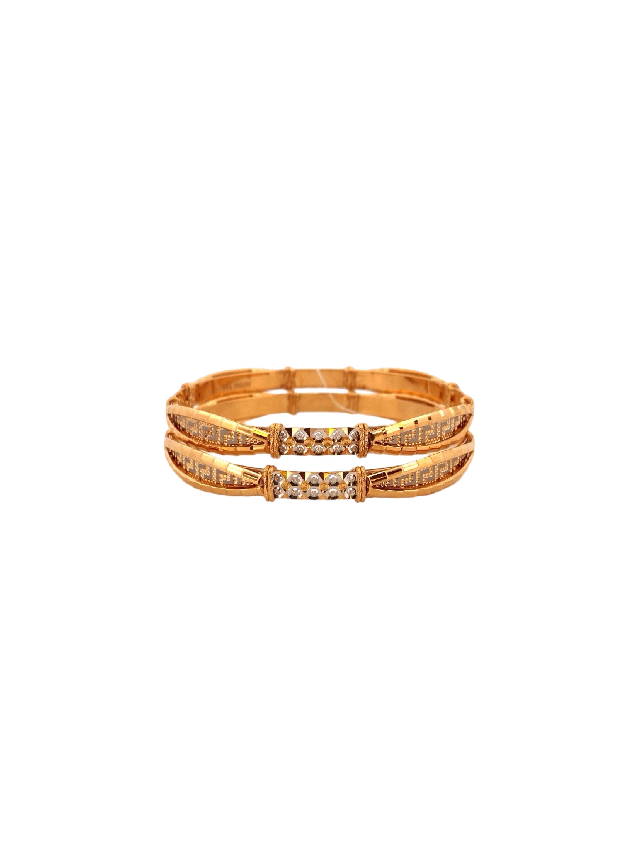 22K Gold Two-tone Designer 2 Pieces Set Of Bangles