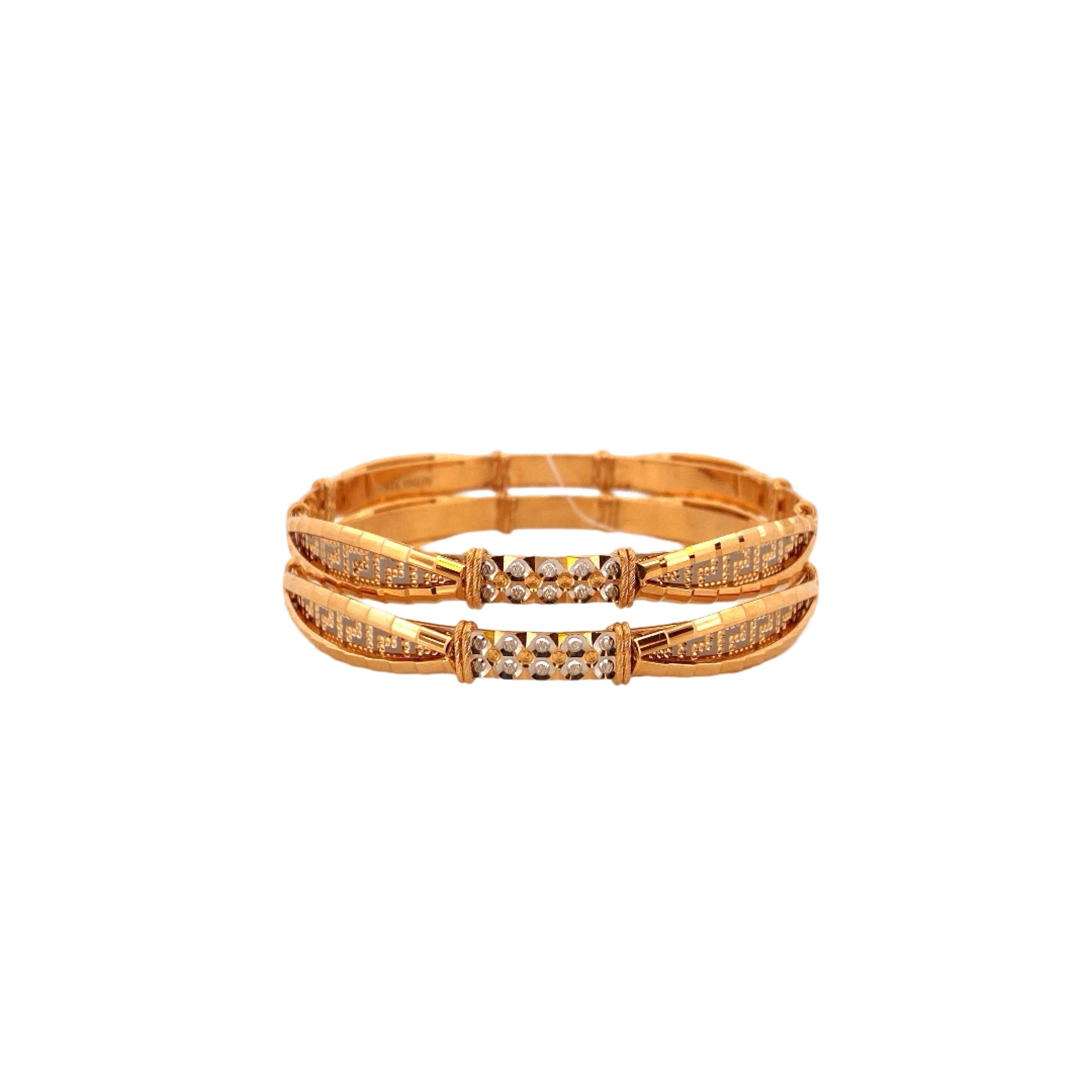 22K Gold Two-tone Designer 2 Pieces Set Of Bangles