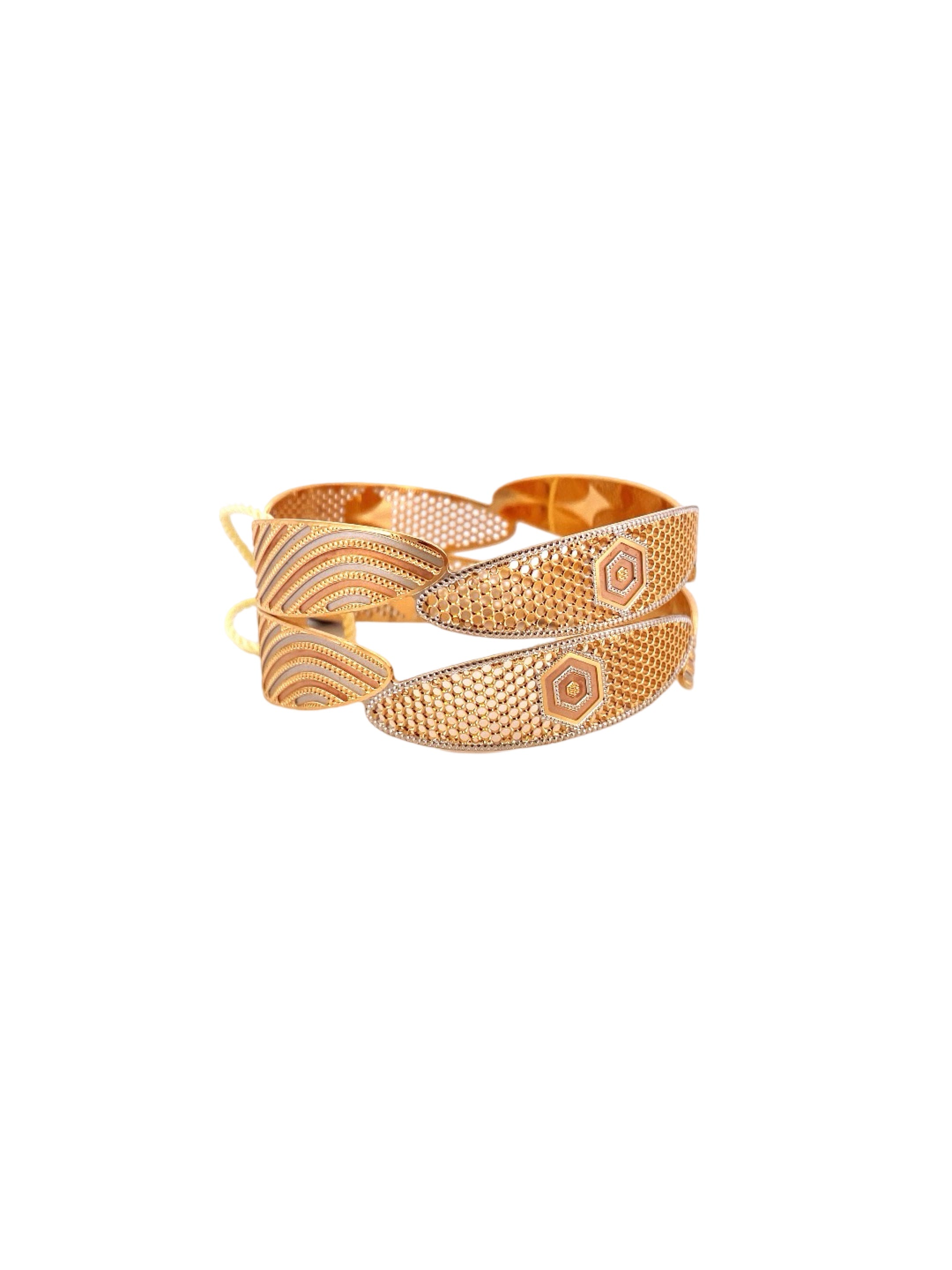 22K Gold Tri-tone Designer 2 Pieces Set Of Bangles