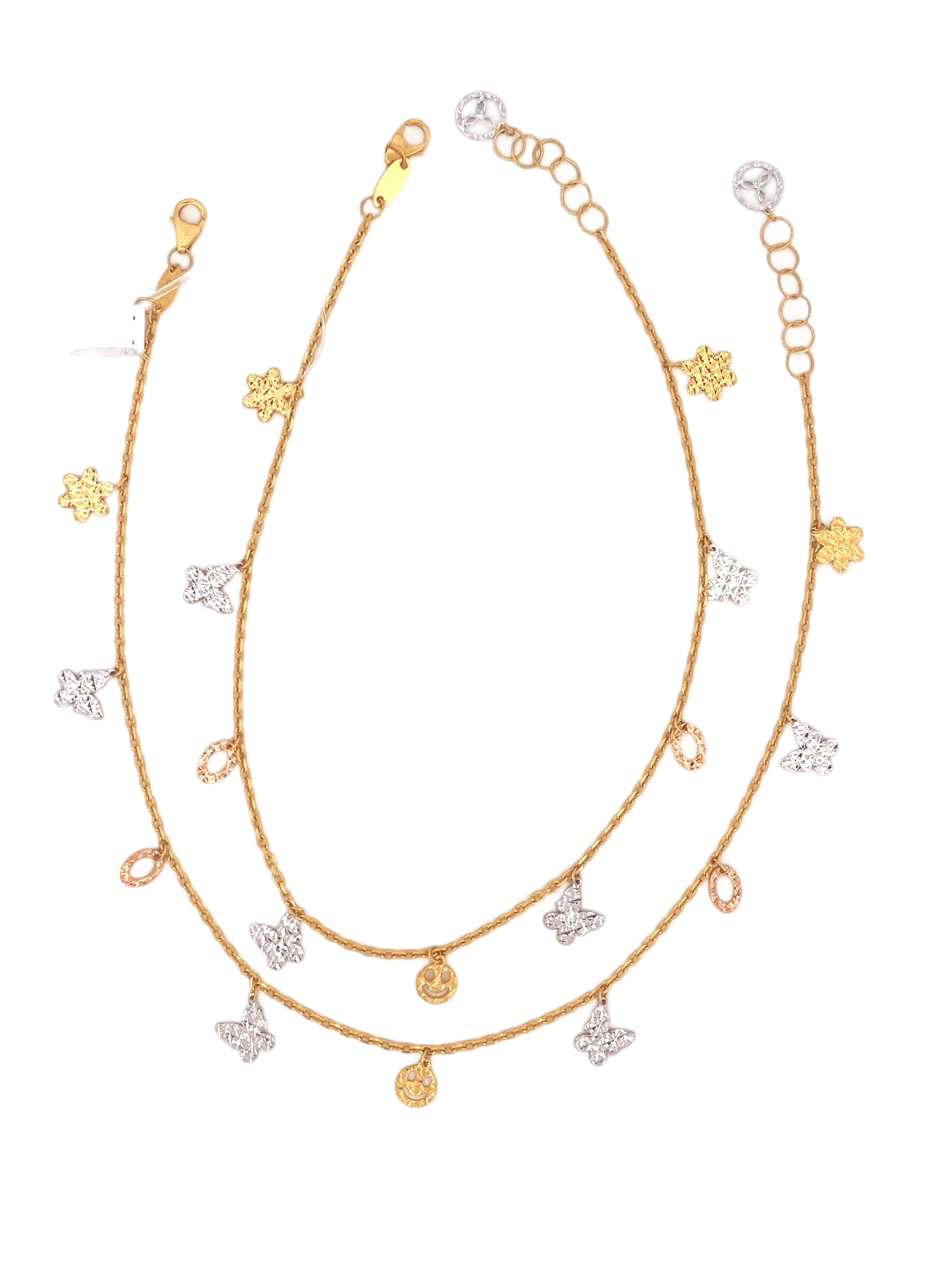 22K Gold Tri-tone Designer Ladies Anklet