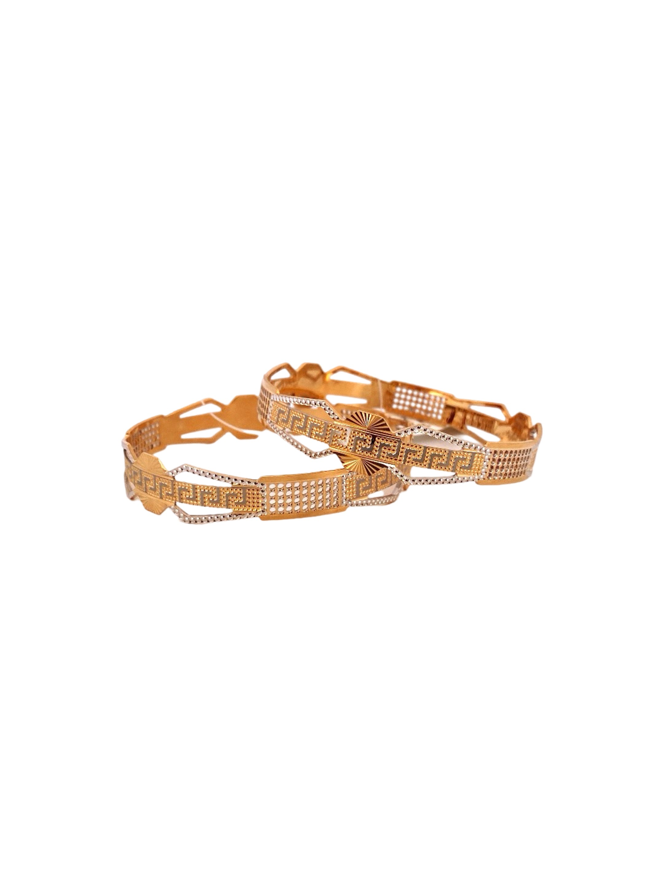 22K Gold Two-tone Designer 2 Pieces Set Of Bangles