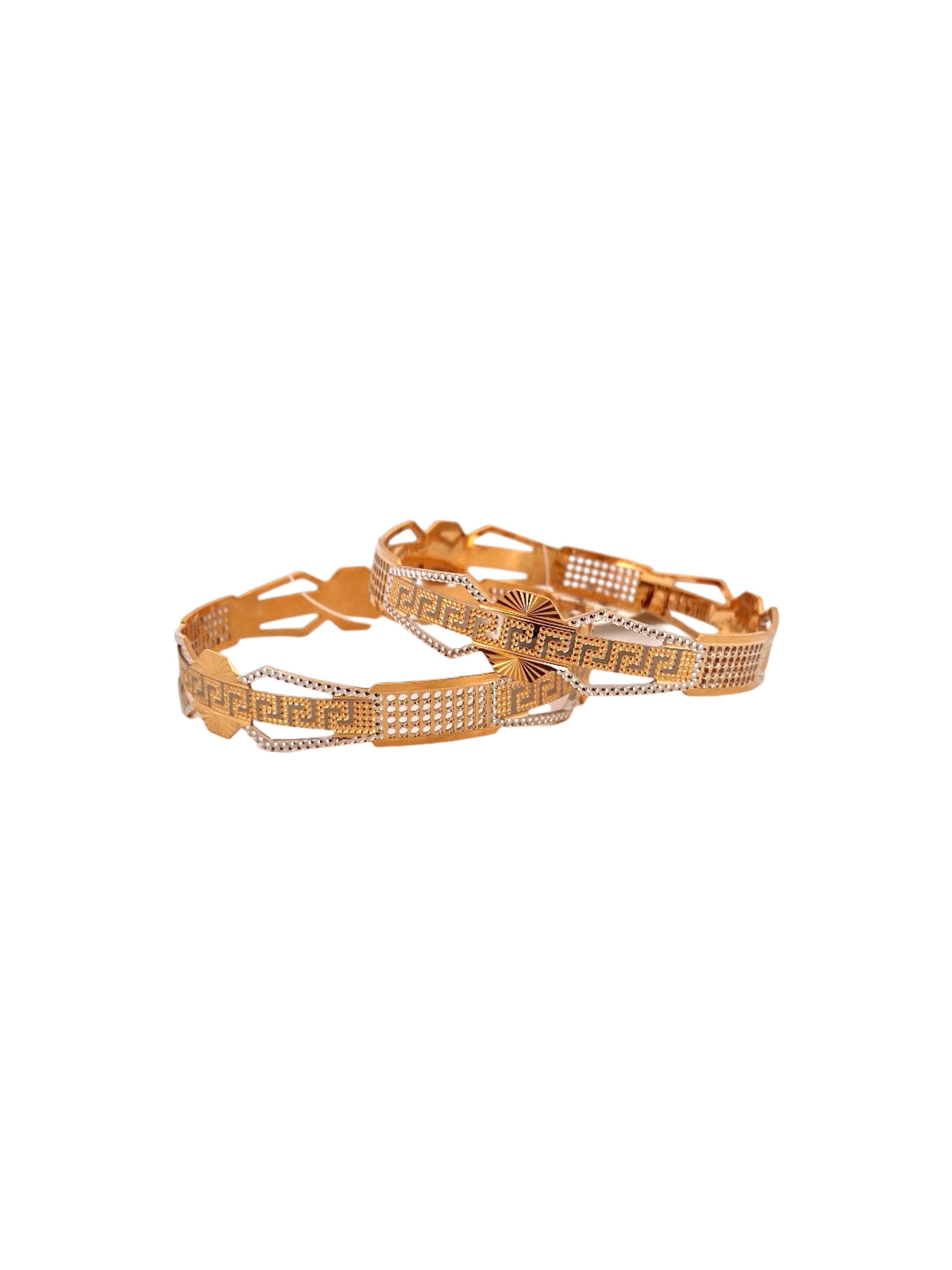 22K Gold Two-tone Designer 2 Pieces Set Of Bangles