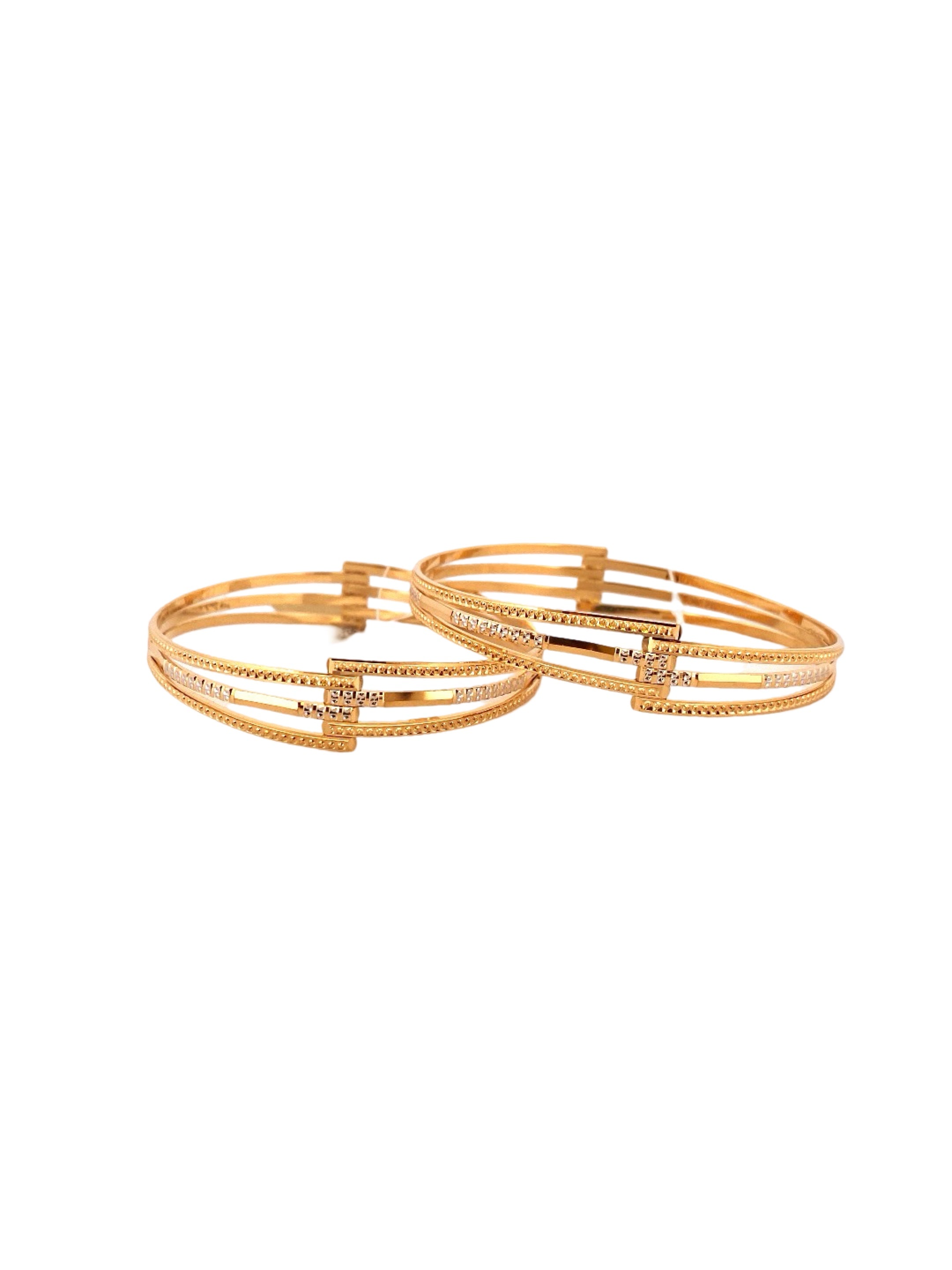 22K Gold Two-tone Designer 2 Pieces Set Of Bangles
