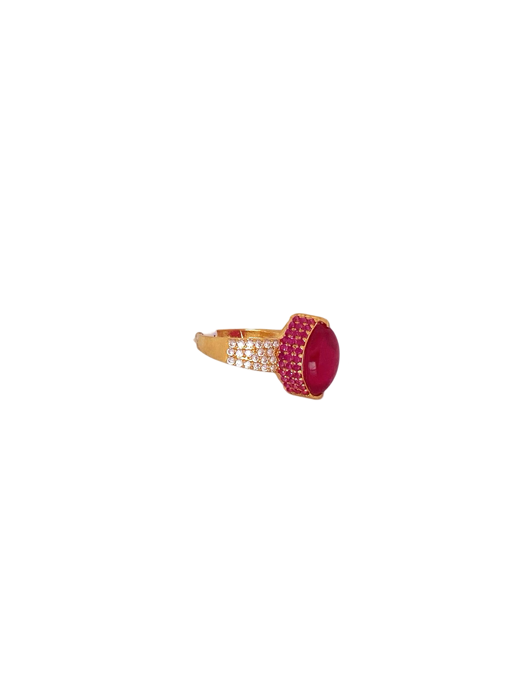 22K Gold Pink CZ Designer Ladies Ring