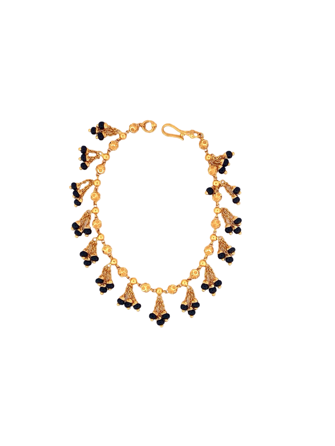 22K Gold Black Beads Designer Ladies Bracelet