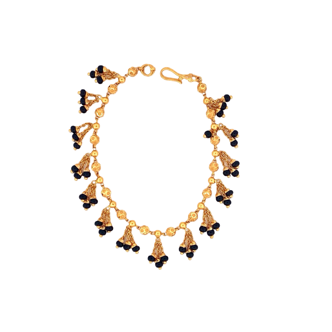 22K Gold Black Beads Designer Ladies Bracelet