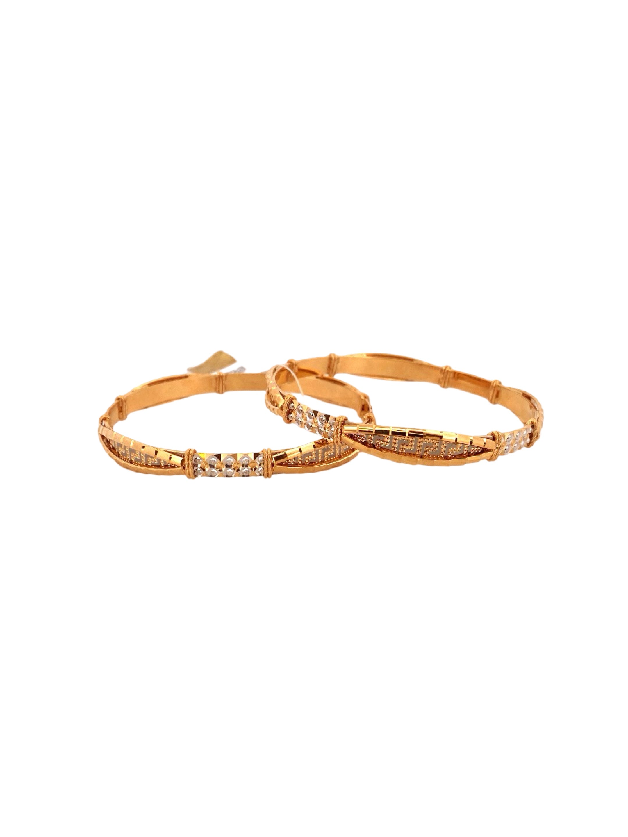 22K Gold Two-tone Designer 2 Pieces Set Of Bangles