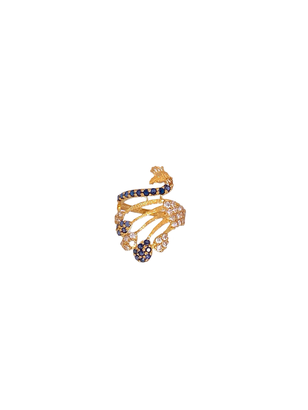 22K Gold CZ Peacock Designer Ladies Ring