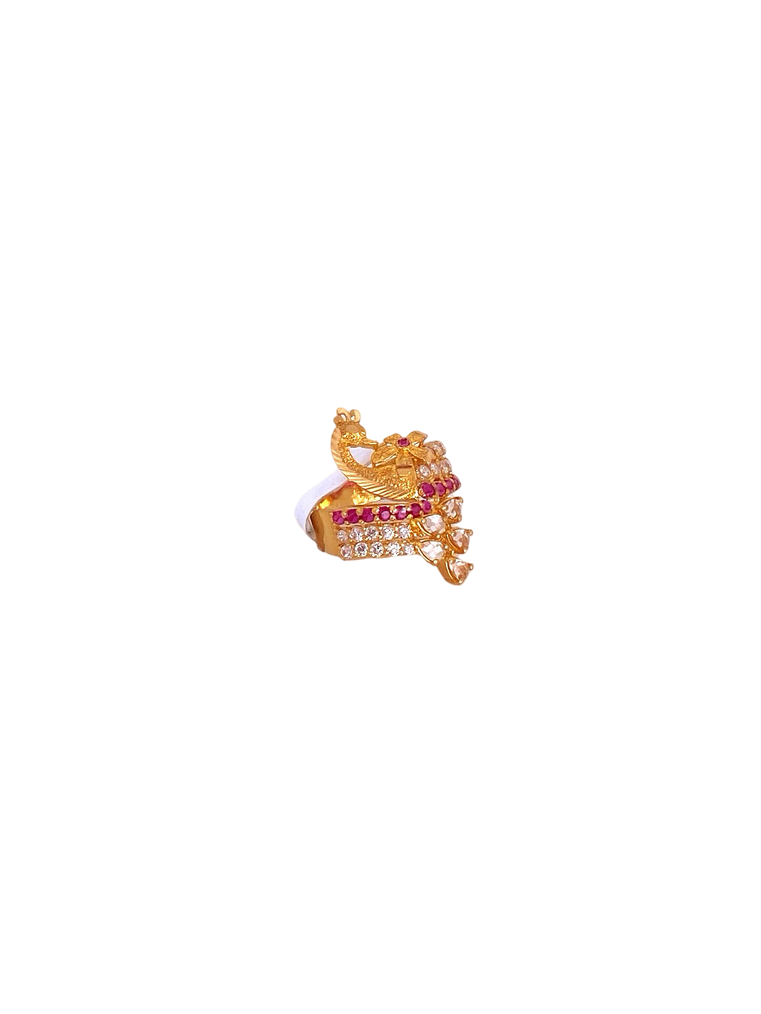 22K Gold CZ Peacock Designer Ladies Ring