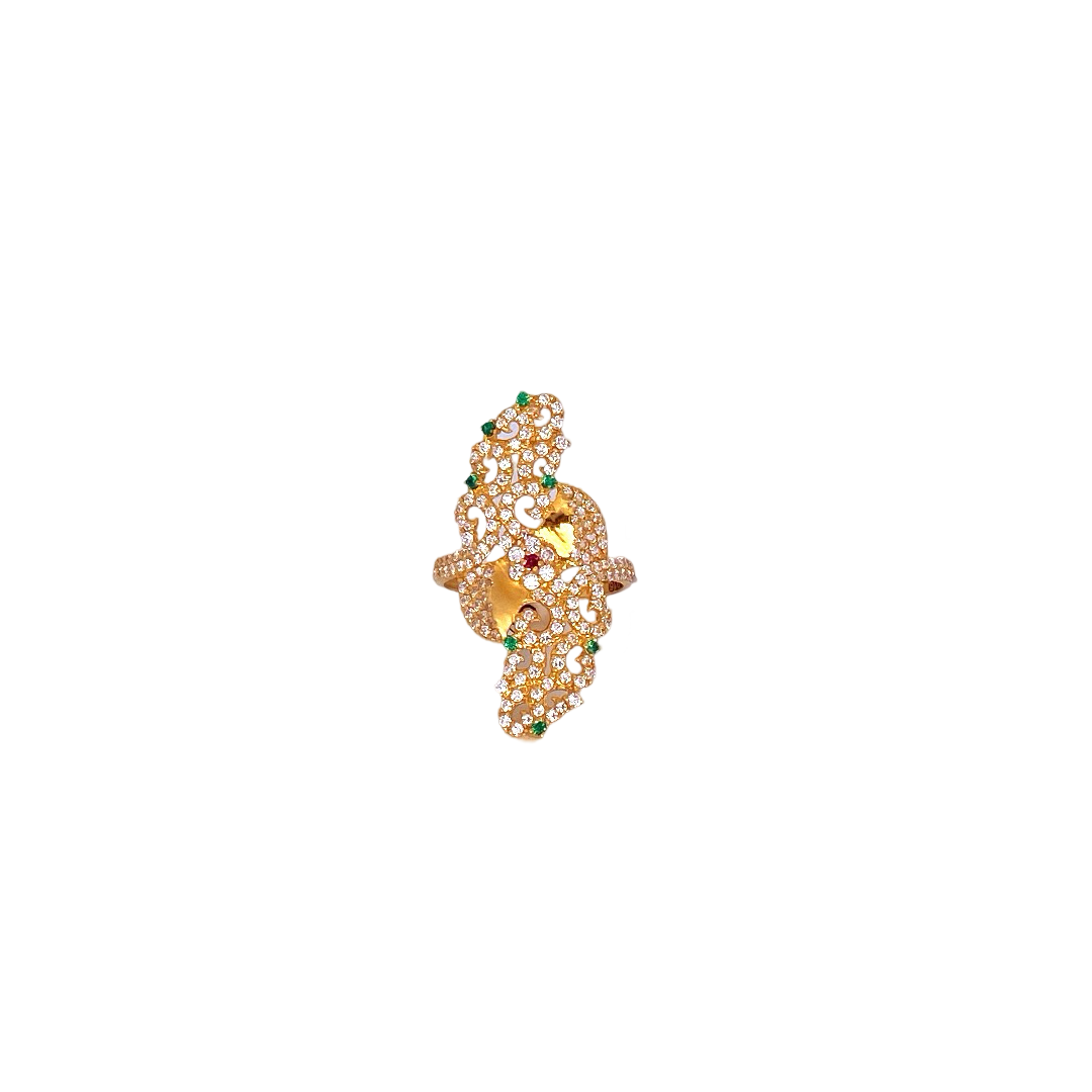 22K Gold CZ Designer Ladies Ring