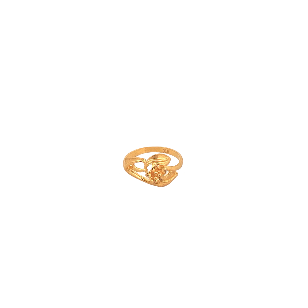22K Gold Laser Cut Flower Designer Ladies Ring