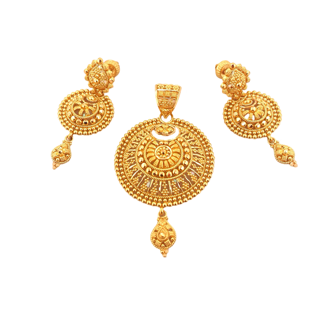 22K Gold Designer Pendant Set