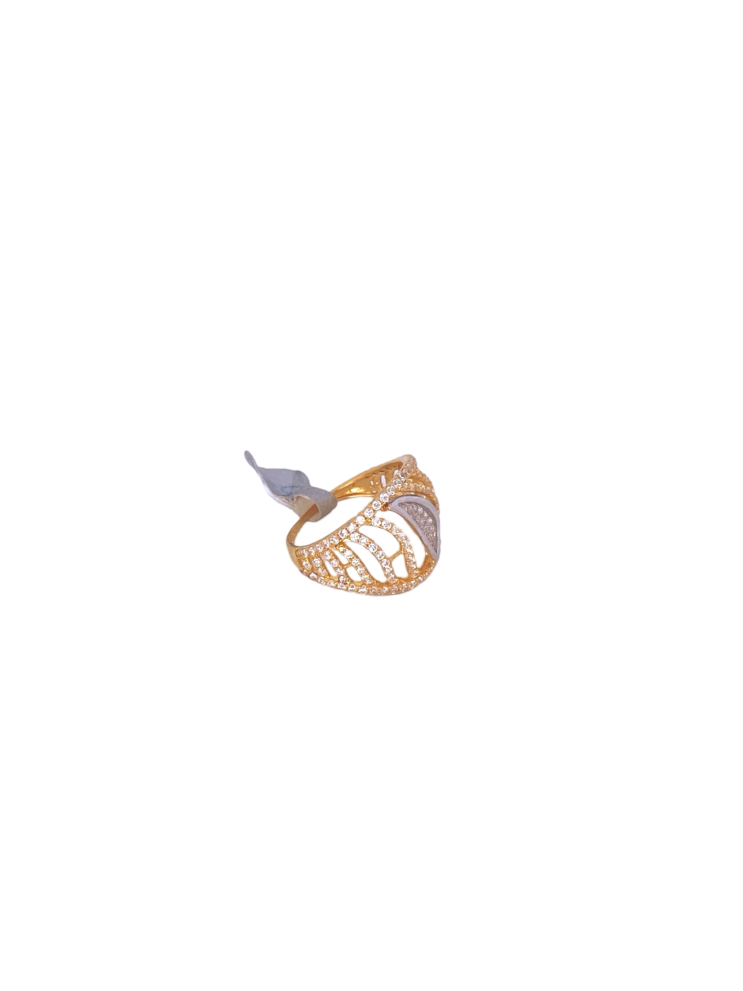 22K Gold Two-tone CZ Designer Ladies Ring