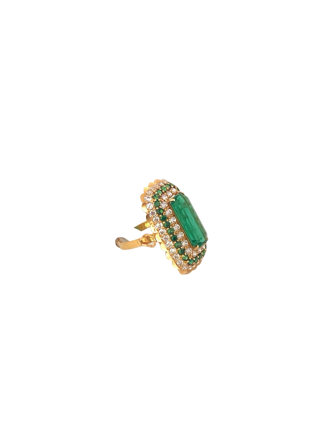 22K Gold Green CZ Designer Ladies Ring