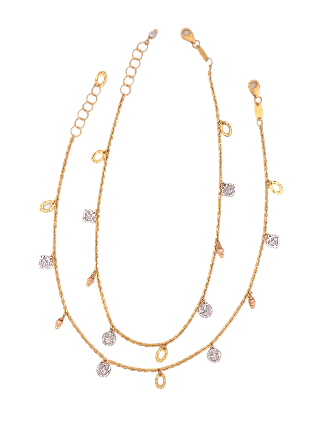 22K Gold Tri-tone Designer Ladies Anklet