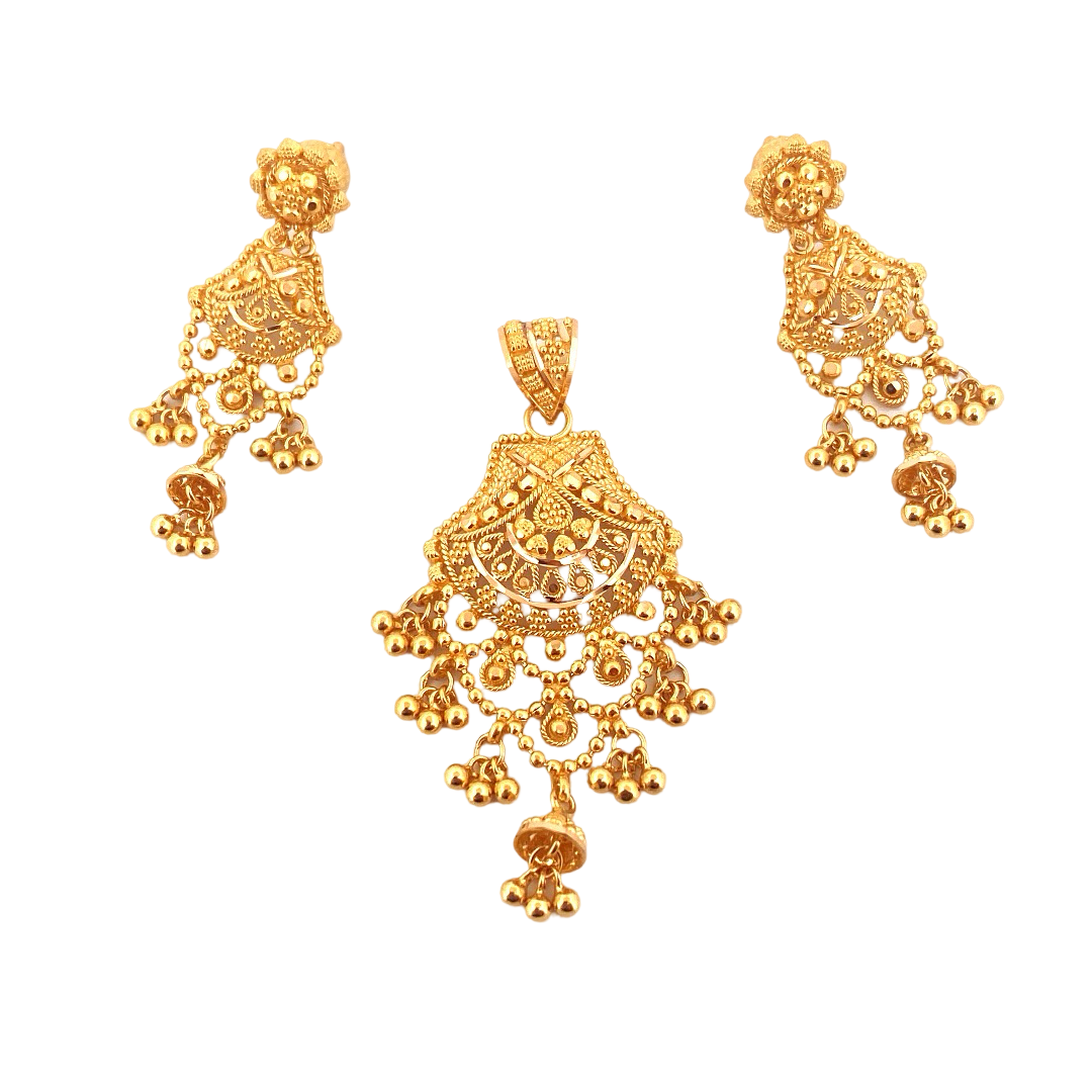 22K Gold Designer Pendant Set